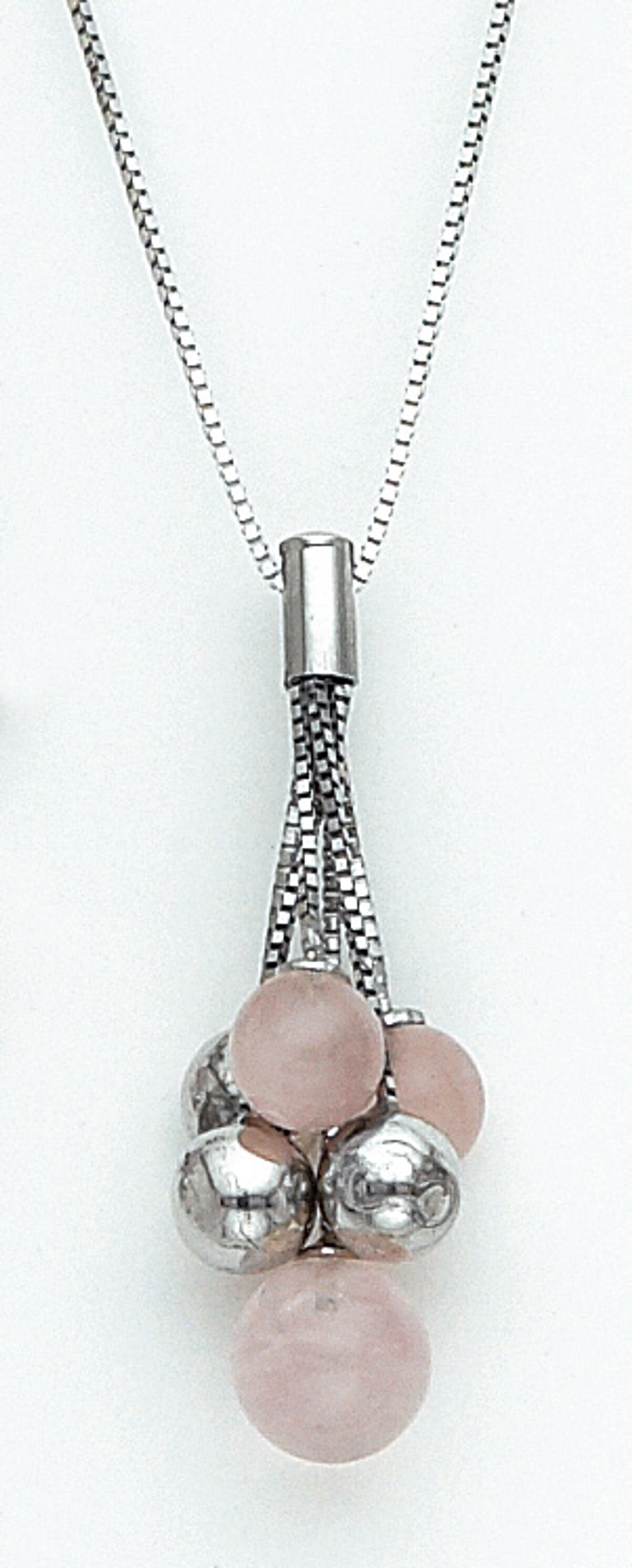 14k White Gold Cluster of Genuine Rose Quartz Stone Necklace 14k White Gold Cluster of Genuine Rose Quartz Stone Necklace