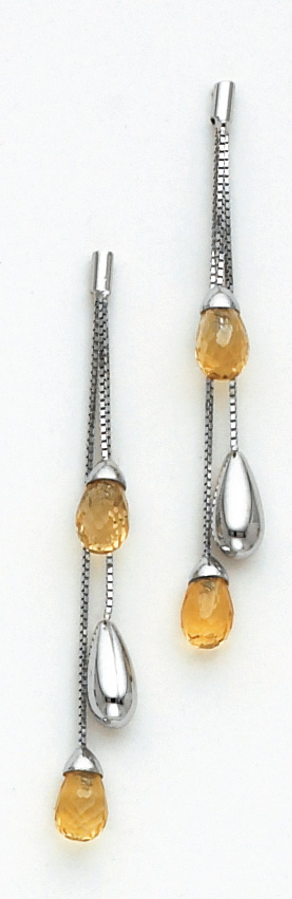14k White Gold Genuine Tear Drop Yellow Topaz Earring 14k White Gold Genuine Tear Drop Yellow Topaz Earring