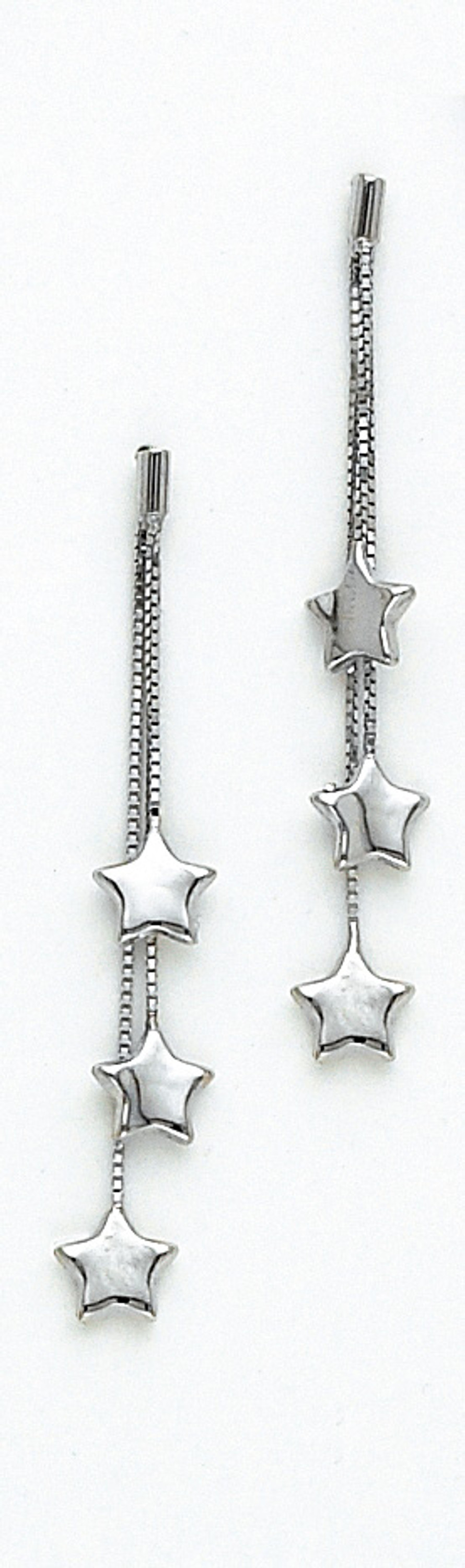 14k White Gold Drop Star Earrings 14k White Gold Drop Star Earrings