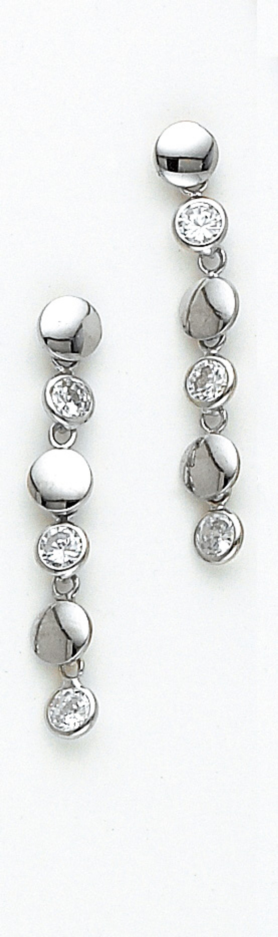 14k White Gold Genuine 1. 3/4 Inches Drop Cubic Zirconium Earring 14k White Gold Genuine 1. 3/4 Inches Drop Cubic Zirconium Earring