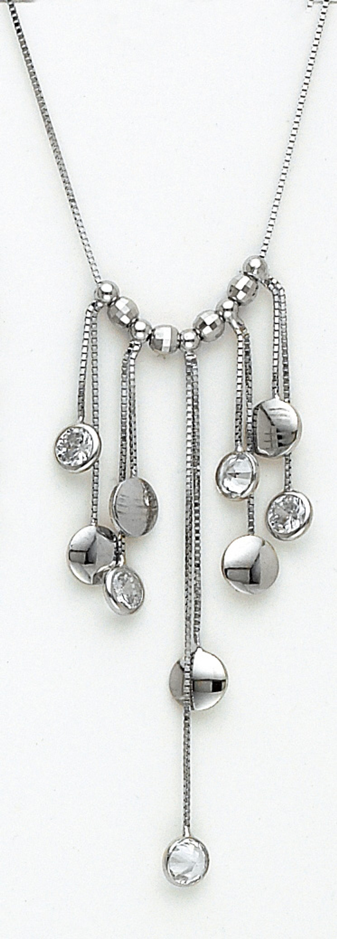 14k White Gold Genuine 2 Inches Drop Cubic Zirconium Necklace 14k White Gold Genuine 2 Inches Drop Cubic Zirconium Necklace