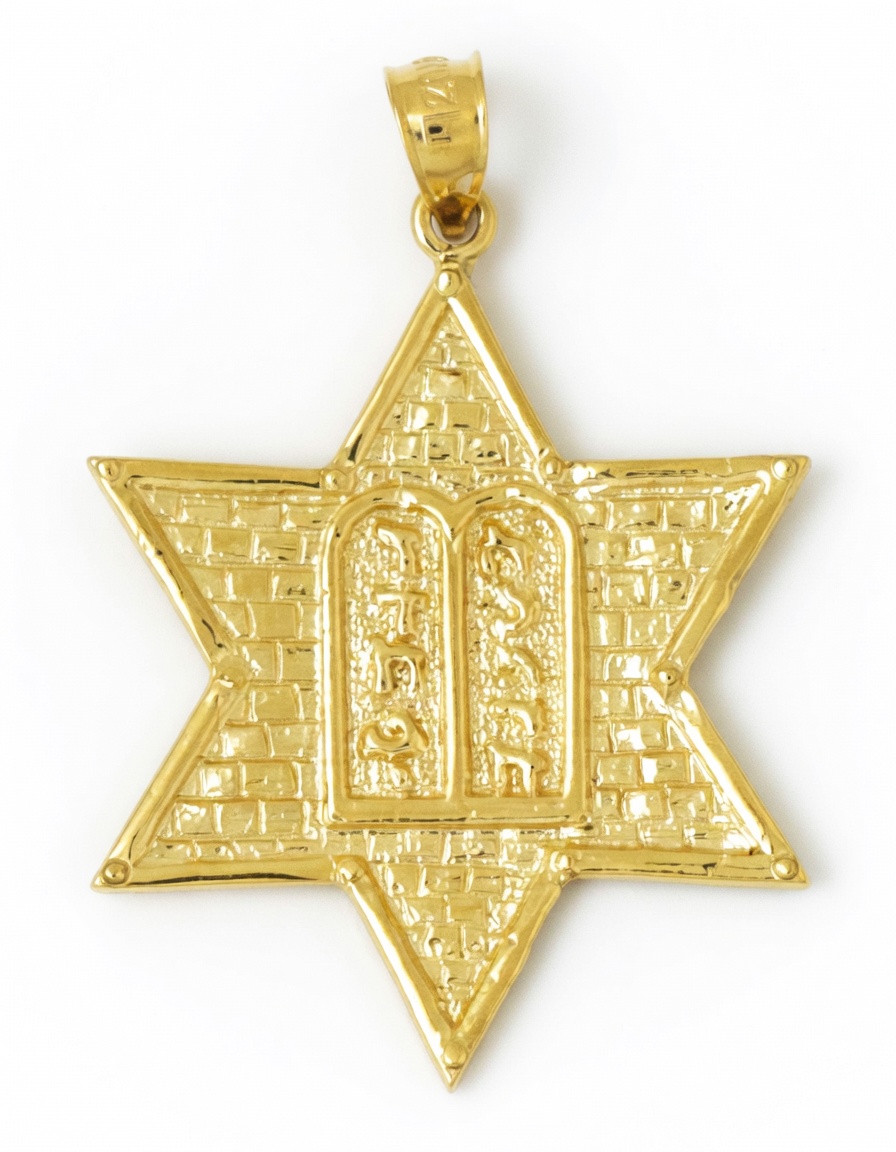 14k Yellow Gold Star Of David 1.50 Inches High Charm (pendant)