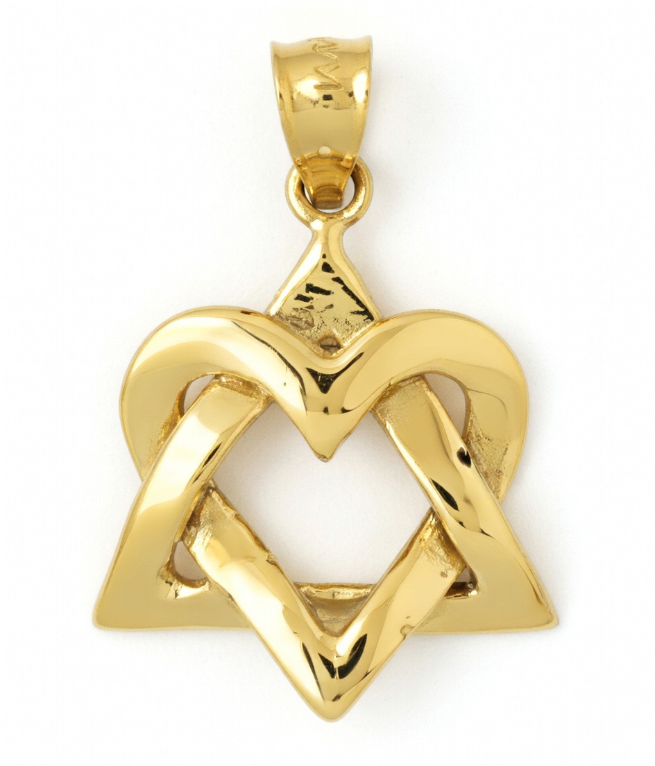 14k Yellow Gold Star Of David 1 Inches High Charm (pendant)