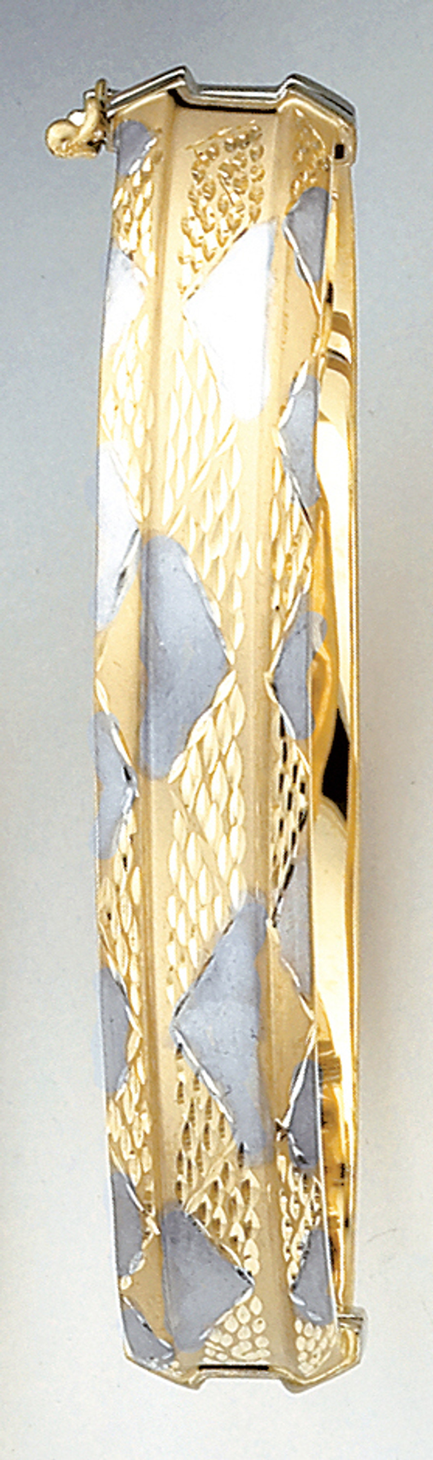 14k Two Tone Gold 12.41mm Wide Fancy Two-tone Bangle 14k Two Tone Gold 12.41mm Wide Fancy Two-tone Bangle