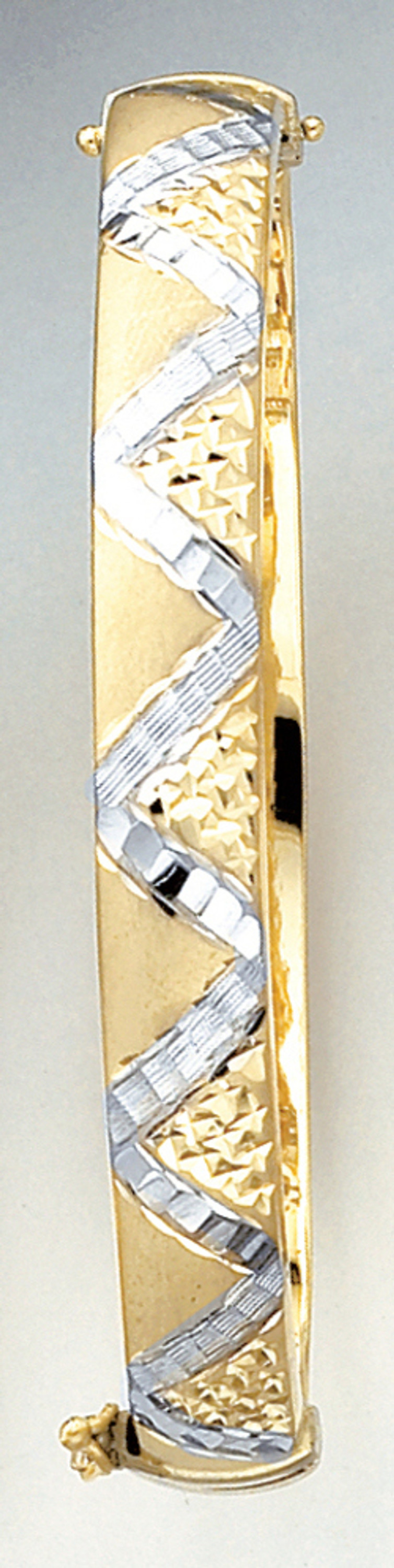 14k Two Tone Gold 9.92mm Wide Fancy Two-tone Bangle 14k Two Tone Gold 9.92mm Wide Fancy Two-tone Bangle
