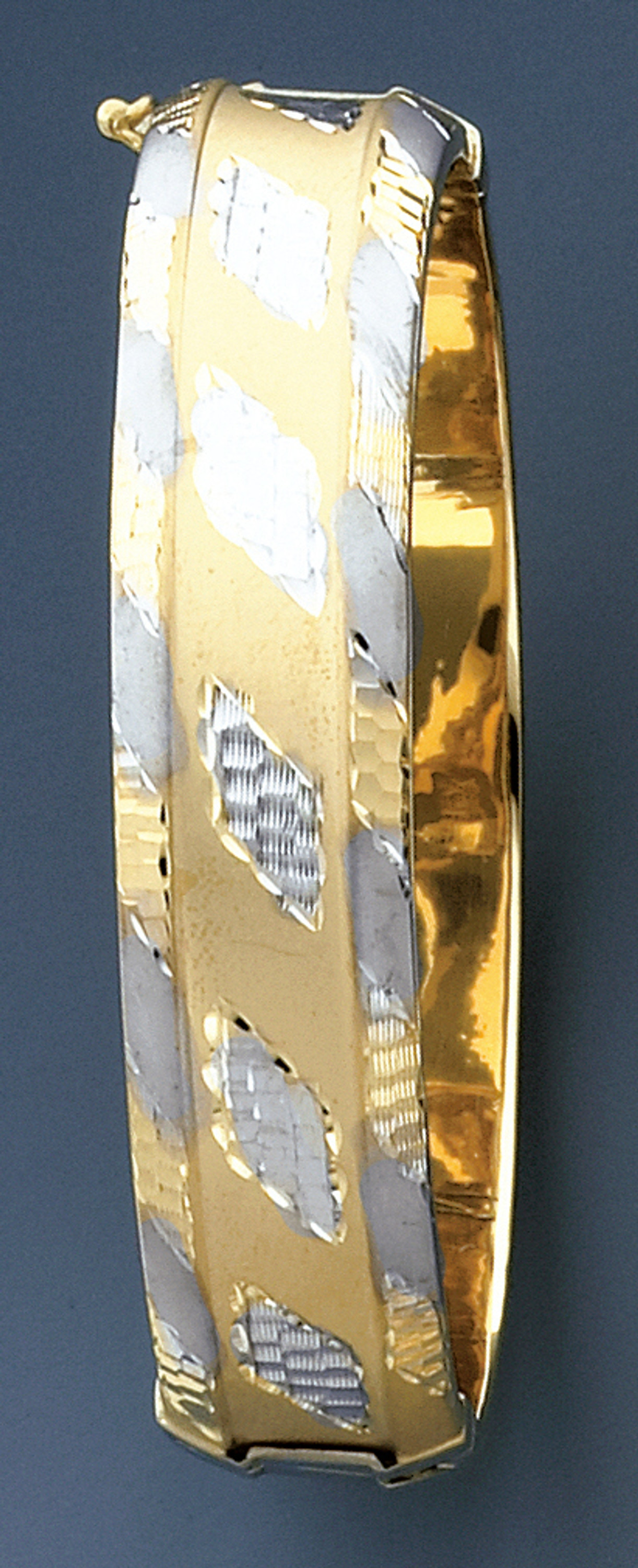 14k Two Tone Gold 16.20mm Wide Fancy Two-tone Bangle 14k Two Tone Gold 16.20mm Wide Fancy Two-tone Bangle