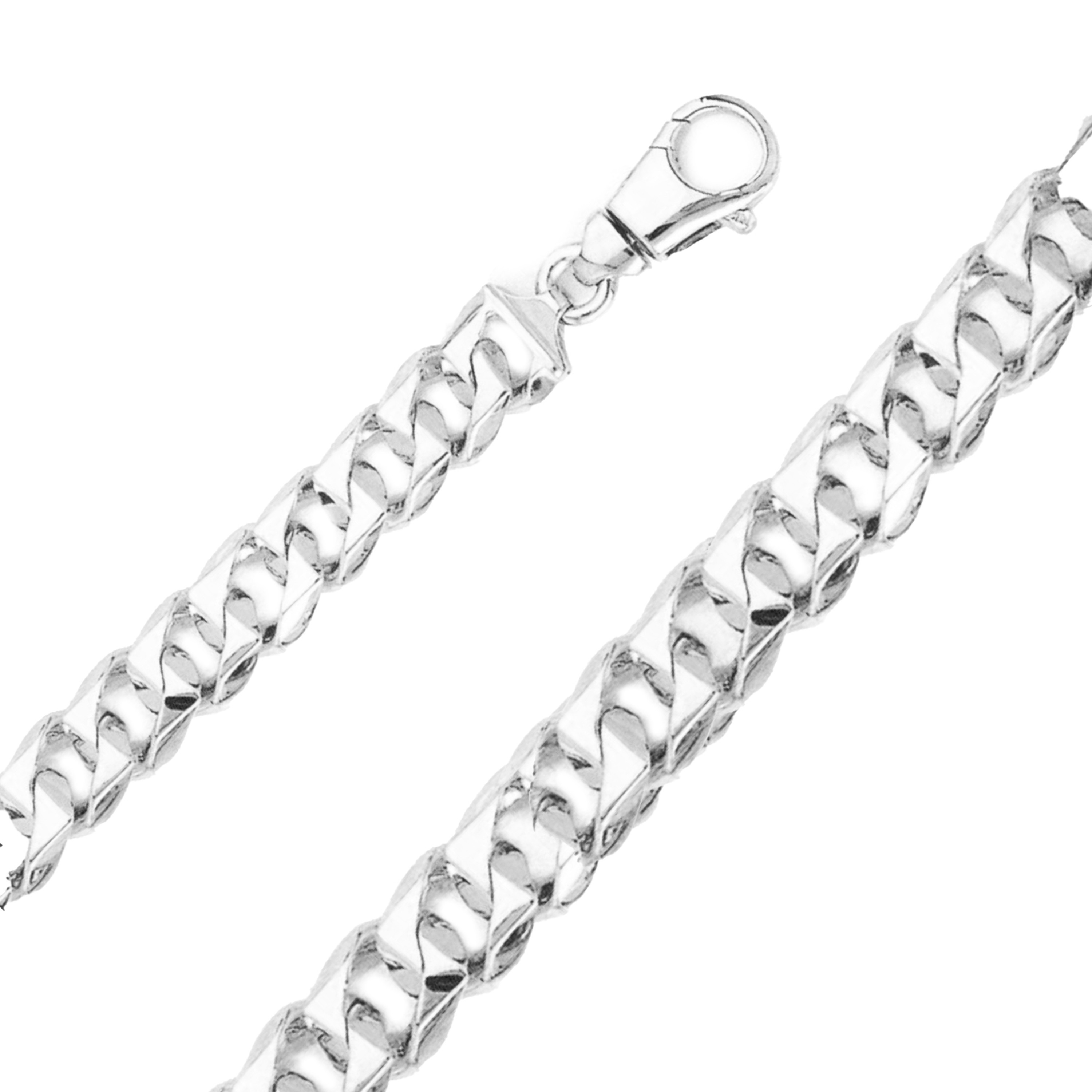 18k White Gold Hand Made Chain 11.2mm Wide 22 Inches 18k White Gold Hand Made Chain 11.2mm Wide 22 Inches