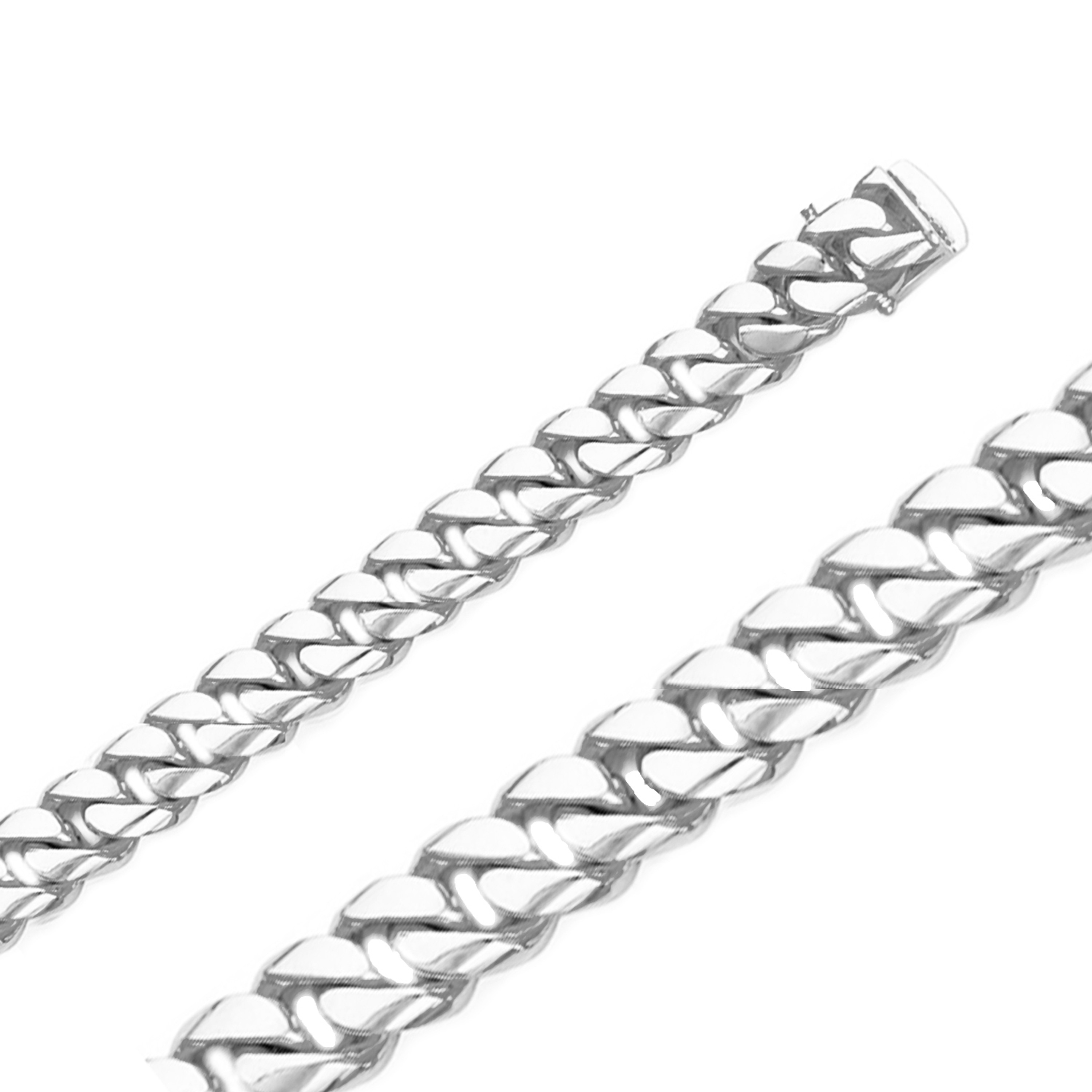 18k White Gold Hand Made Chain 9.6mm Wide And 26 Inches 18k White Gold Hand Made Chain 9.6mm Wide And 26 Inches