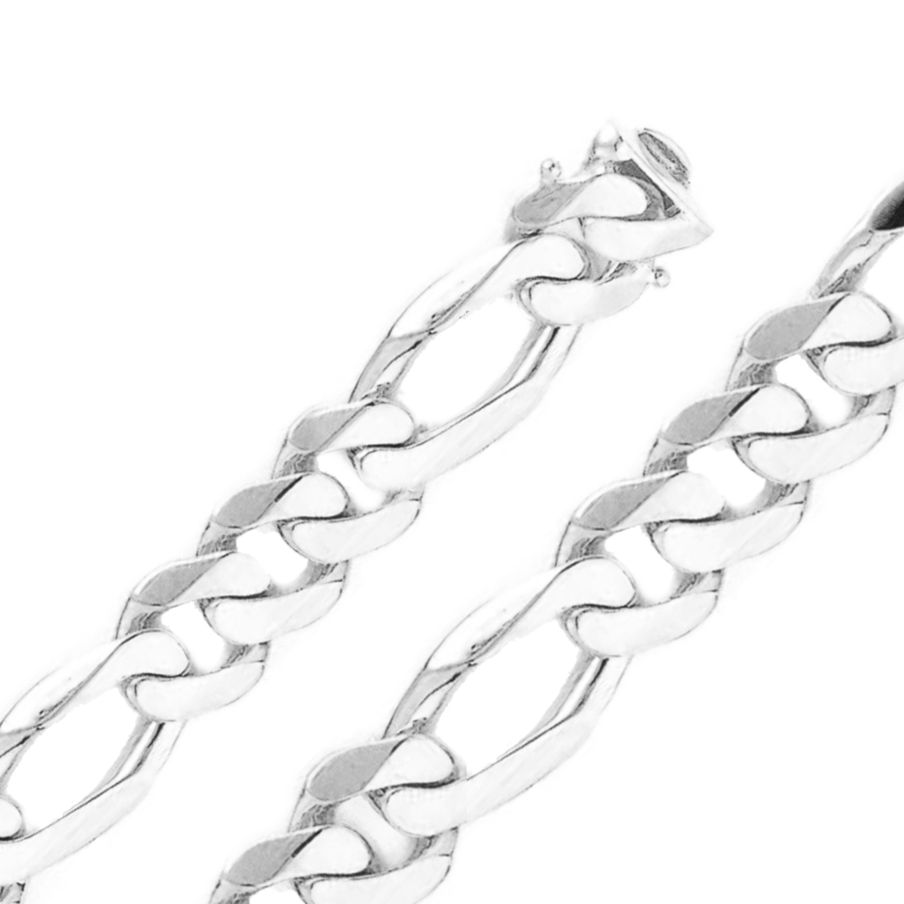 18k White Gold Handmade Figaro Chain 15.1mm Wide And 30 Inches 18k White Gold Handmade Figaro Chain 15.1mm Wide And 30 Inches