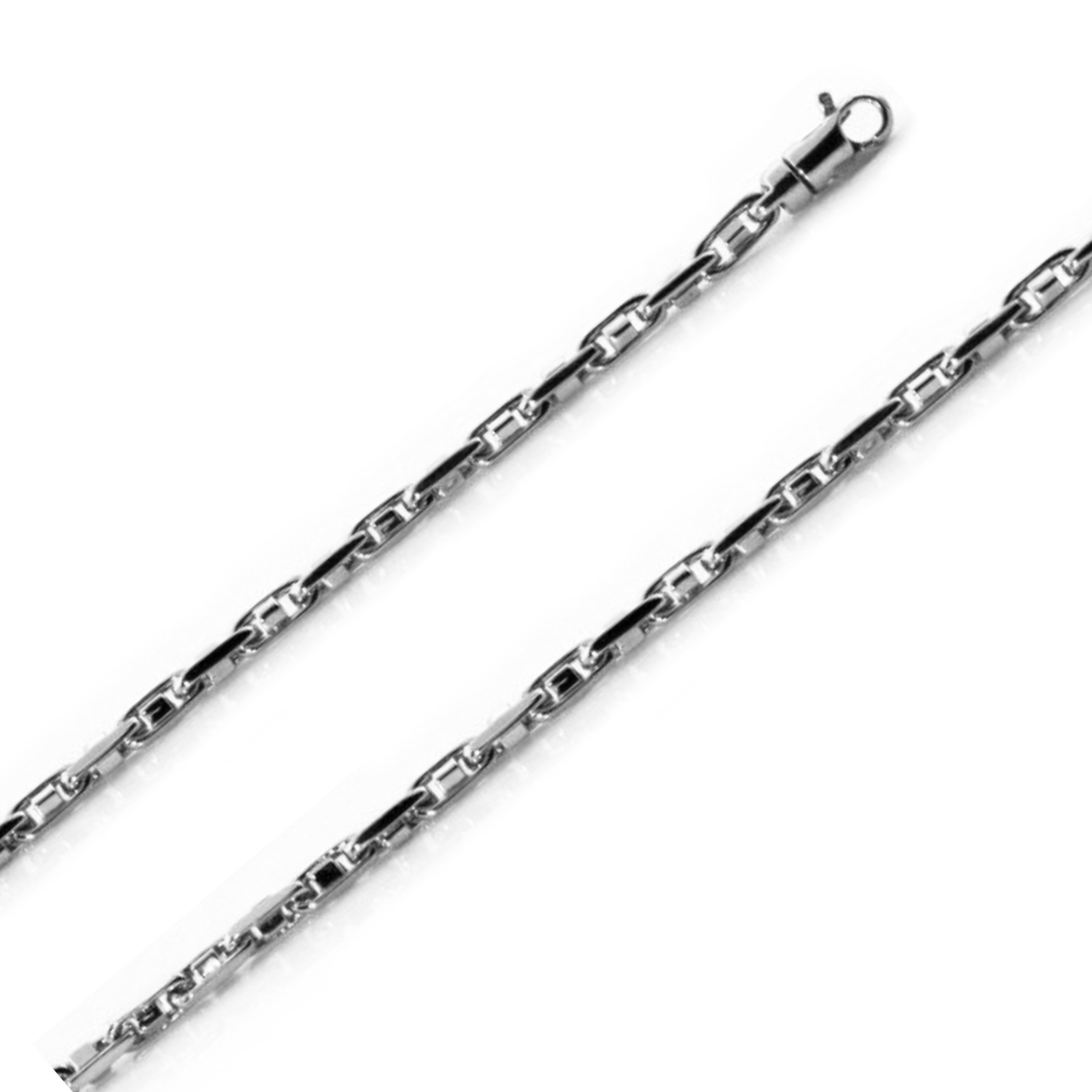14k White Gold 3.2mm Modern Hand Made Bracelet 8 Inches 14k White Gold 3.2mm Modern Hand Made Bracelet 8 Inches