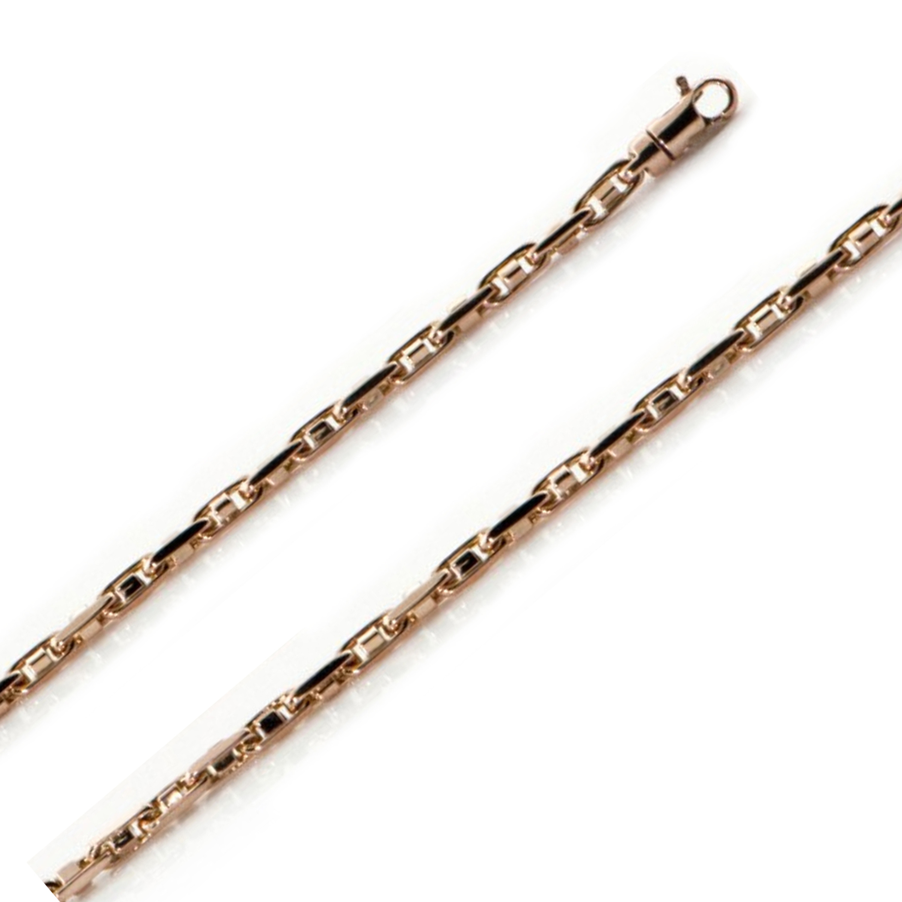 14k Rose Gold 3.2mm Modern Hand Made Bracelet 8 Inches 14k Rose Gold 3.2mm Modern Hand Made Bracelet 8 Inches
