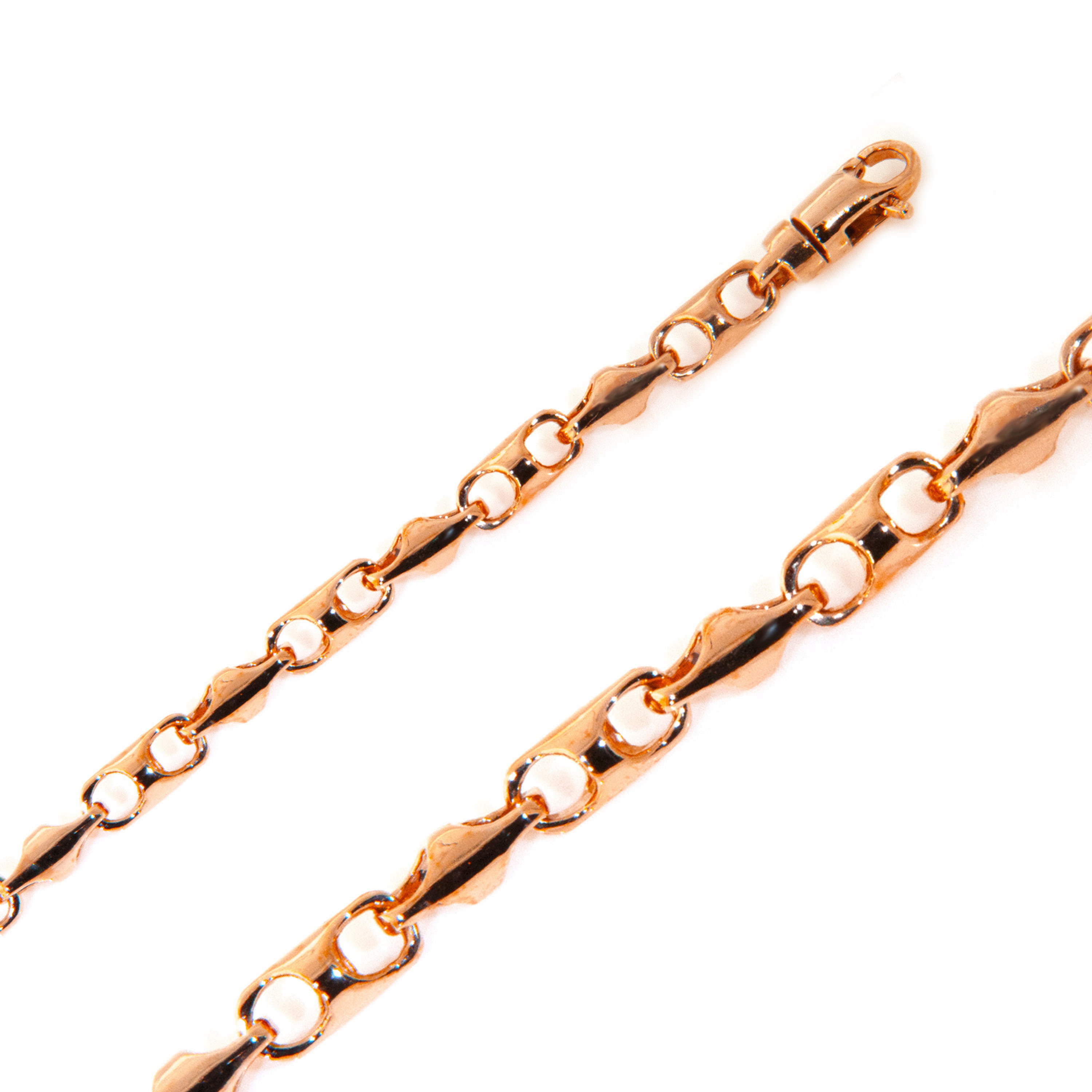 14k Rose Gold 4.7mm Handmade Bullet LinksChain 22 Inches 14k Rose Gold 4.7mm Handmade Bullet LinksChain 22 Inches