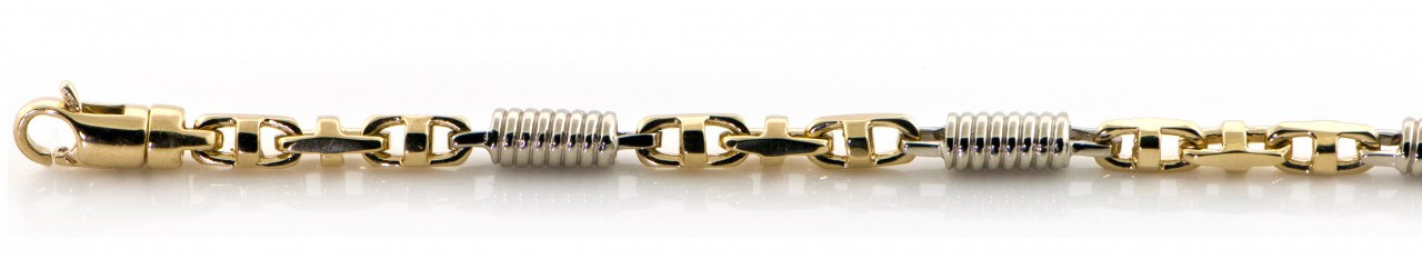 14k Yellow and White Gold Fancy Hand Made Chain 4.7mm 20 Inches