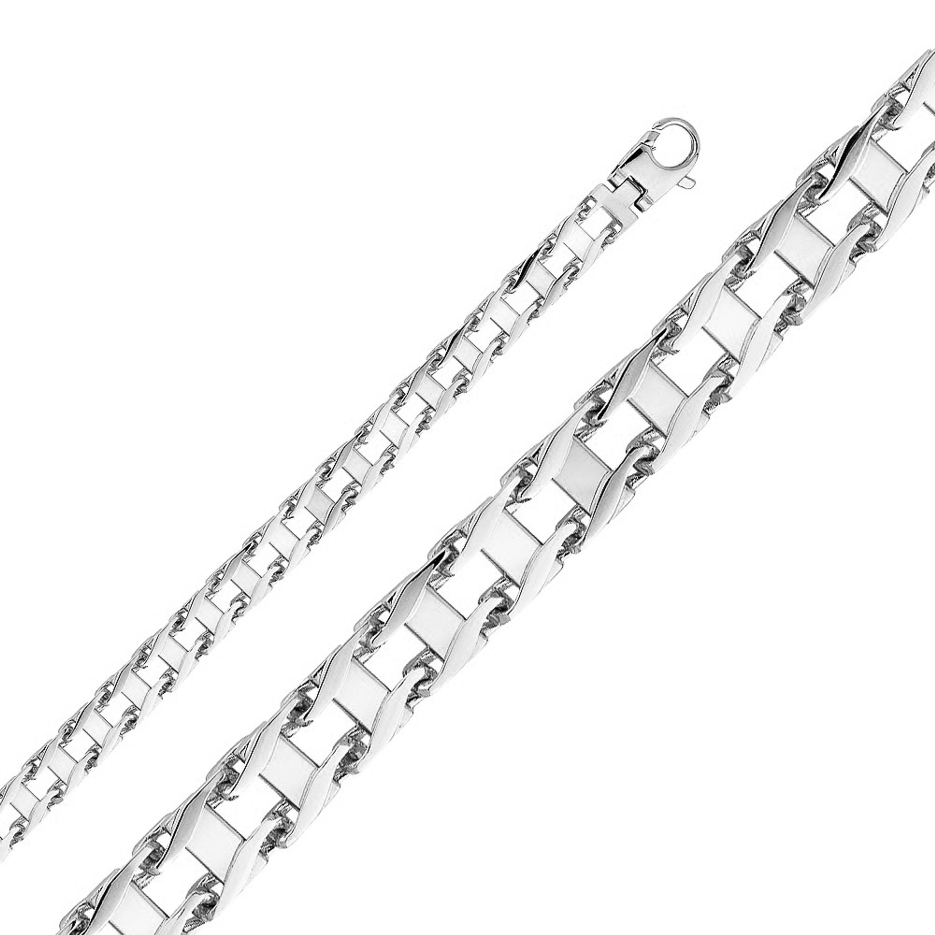 14k White Gold Fancy Hand Made Chain 8.6mm 24 Inches 14k White Gold Fancy Hand Made Chain 8.6mm 24 Inches