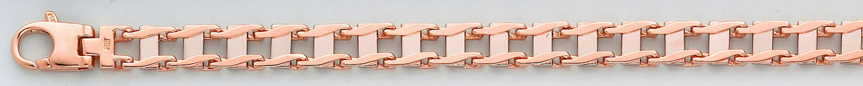 14k Rose Gold Fancy Hand Made Chain 8.6mm 8 Inches 14k Rose Gold Fancy Hand Made Chain 8.6mm 8 Inches
