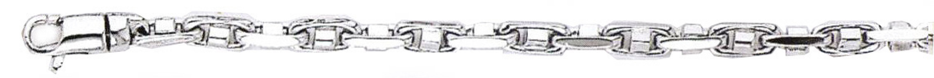 18k White Gold 3.2mm Hand Made Anchor Chain 24 Inches