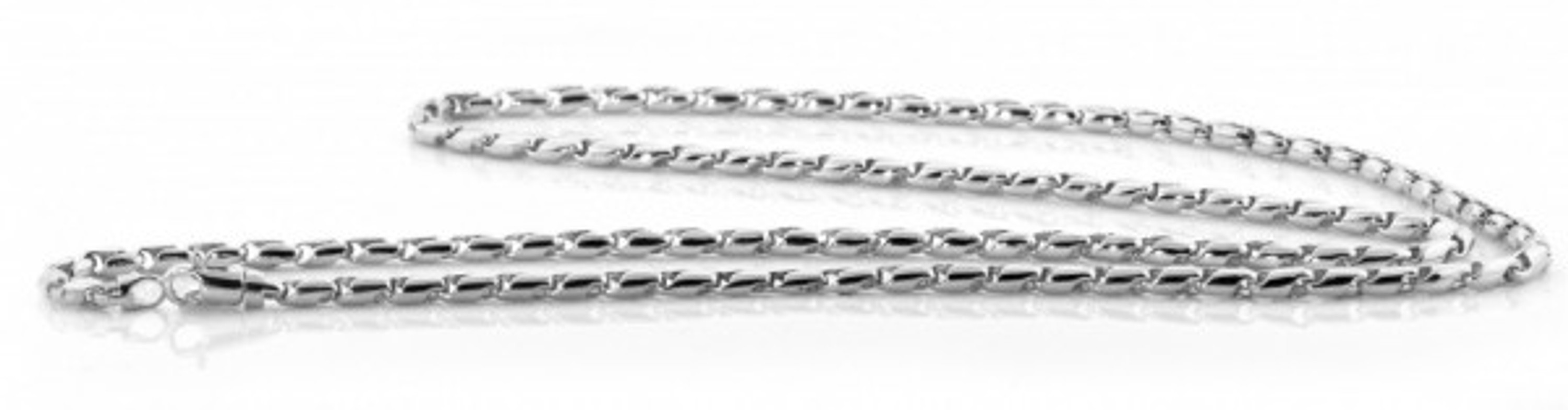 18k White Gold 3.2mm Modern Hand Made Chain 16 Inches 18k White Gold 3.2mm Modern Hand Made Chain 16 Inches