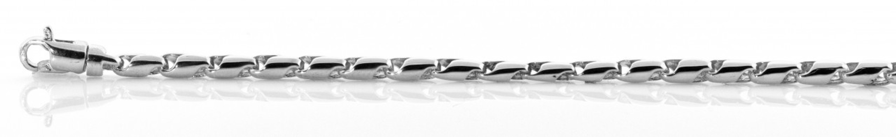 18k White Gold 3.2mm Modern Hand Made Chain 7 Inches 18k White Gold 3.2mm Modern Hand Made Chain 7 Inches