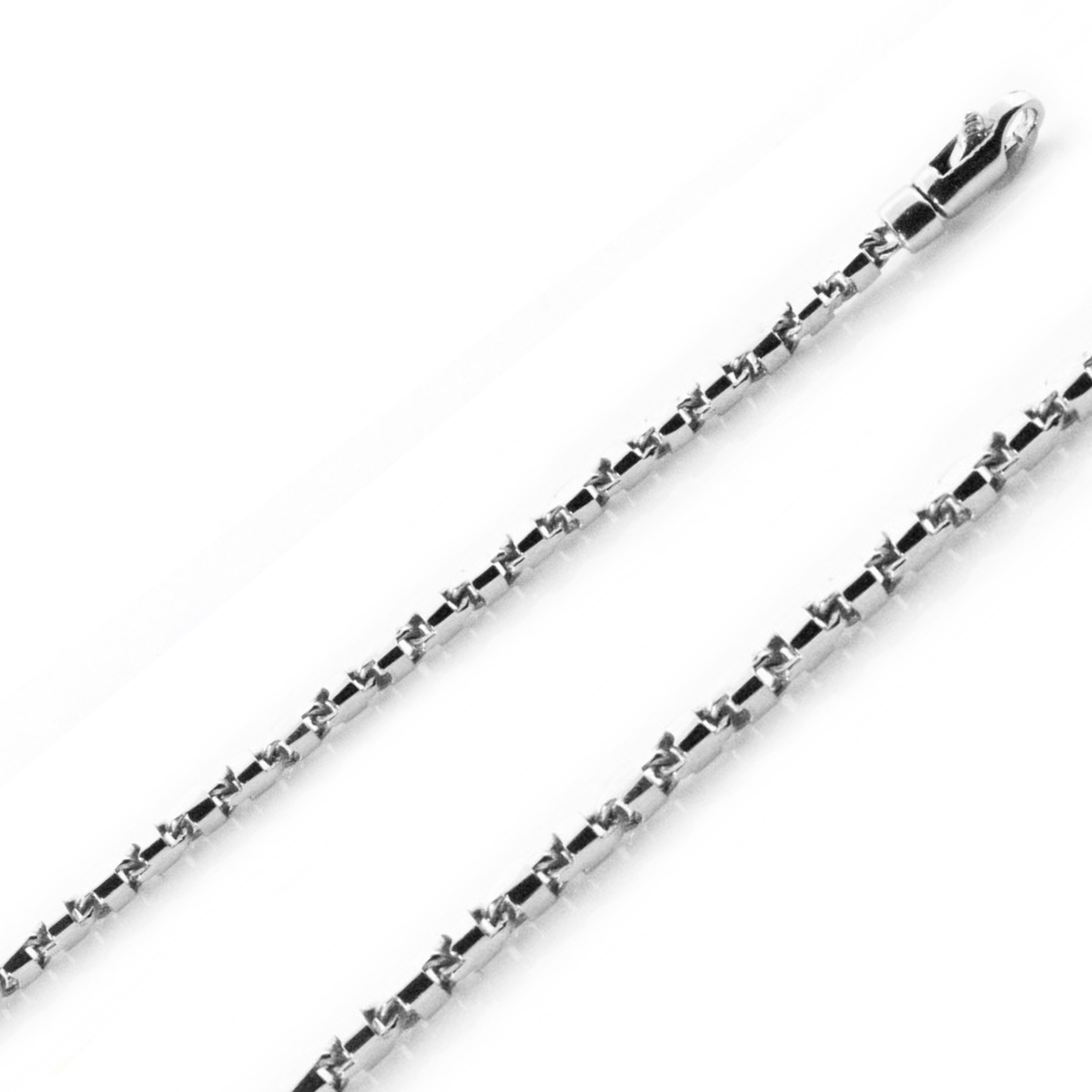 18k White Gold 2.6mm Fancy Hand Made Chain 8 Inches 18k White Gold 2.6mm Fancy Hand Made Chain 8 Inches