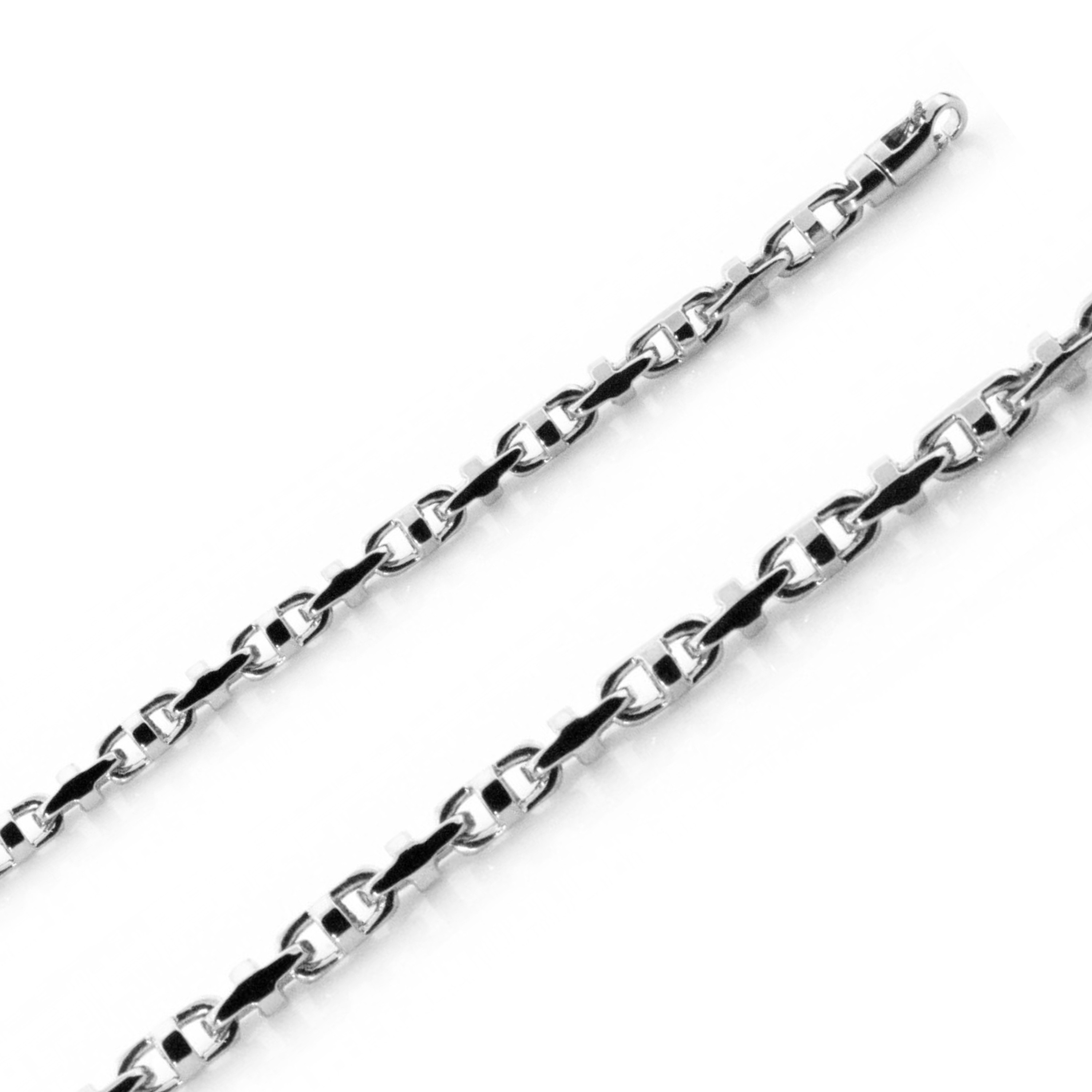 18k White Gold Modern Handmade Chain 3.9mm 7 Inches 18k White Gold Modern Handmade Chain 3.9mm 7 Inches