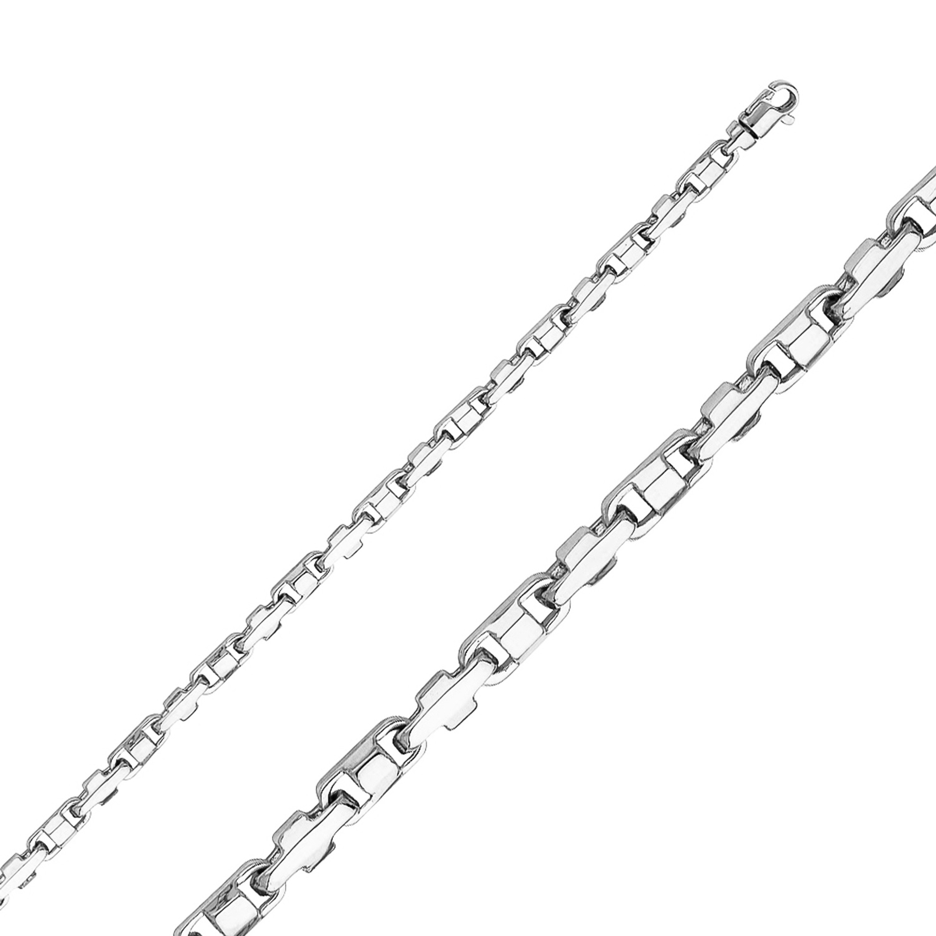 18k White Gold Fancy Hand Made Chain 4.2mm 8 Inches 18k White Gold Fancy Hand Made Chain 4.2mm 8 Inches