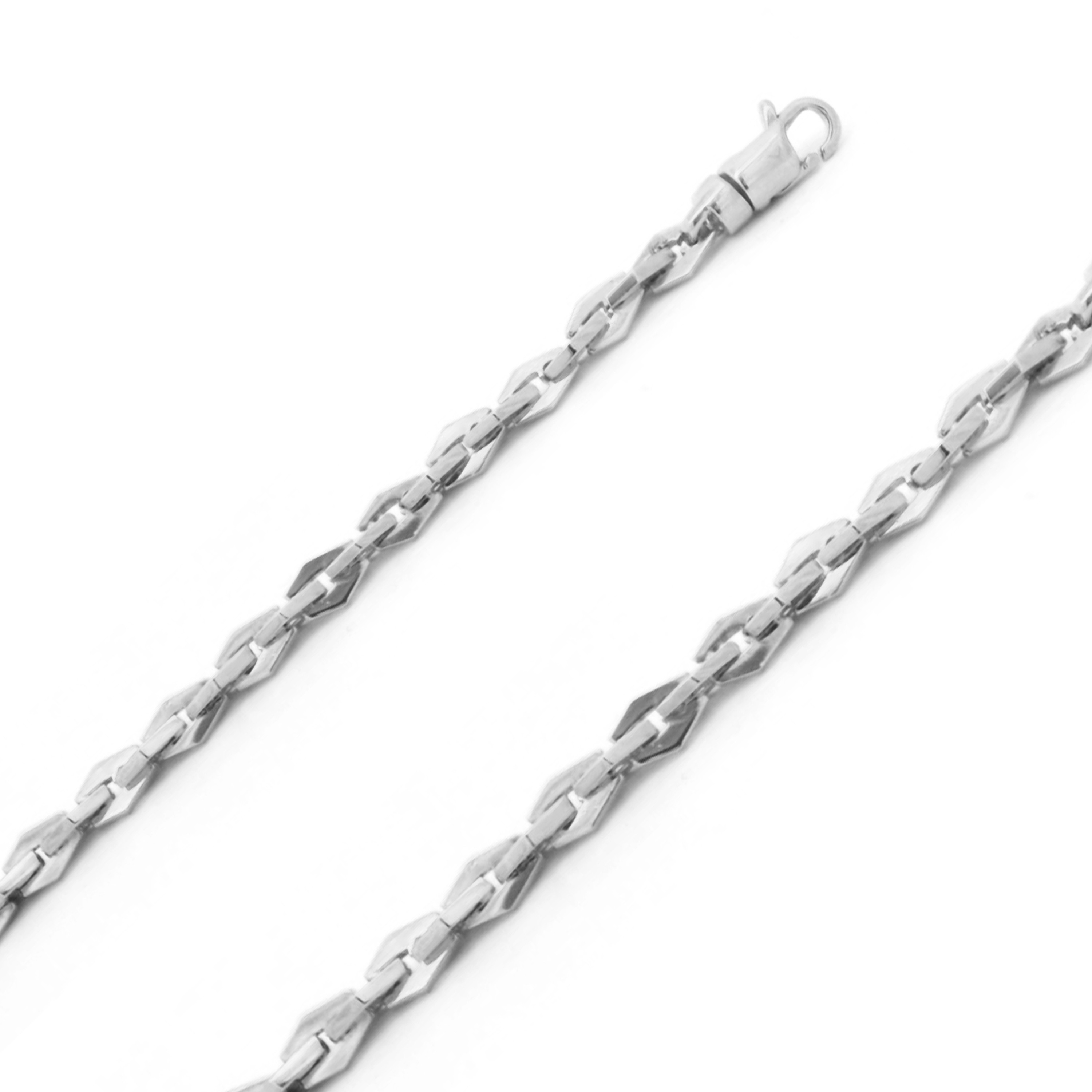 18k White Gold Fancy Hand Made Chain 4.6mm 8 Inches 18k White Gold Fancy Hand Made Chain 4.6mm 8 Inches