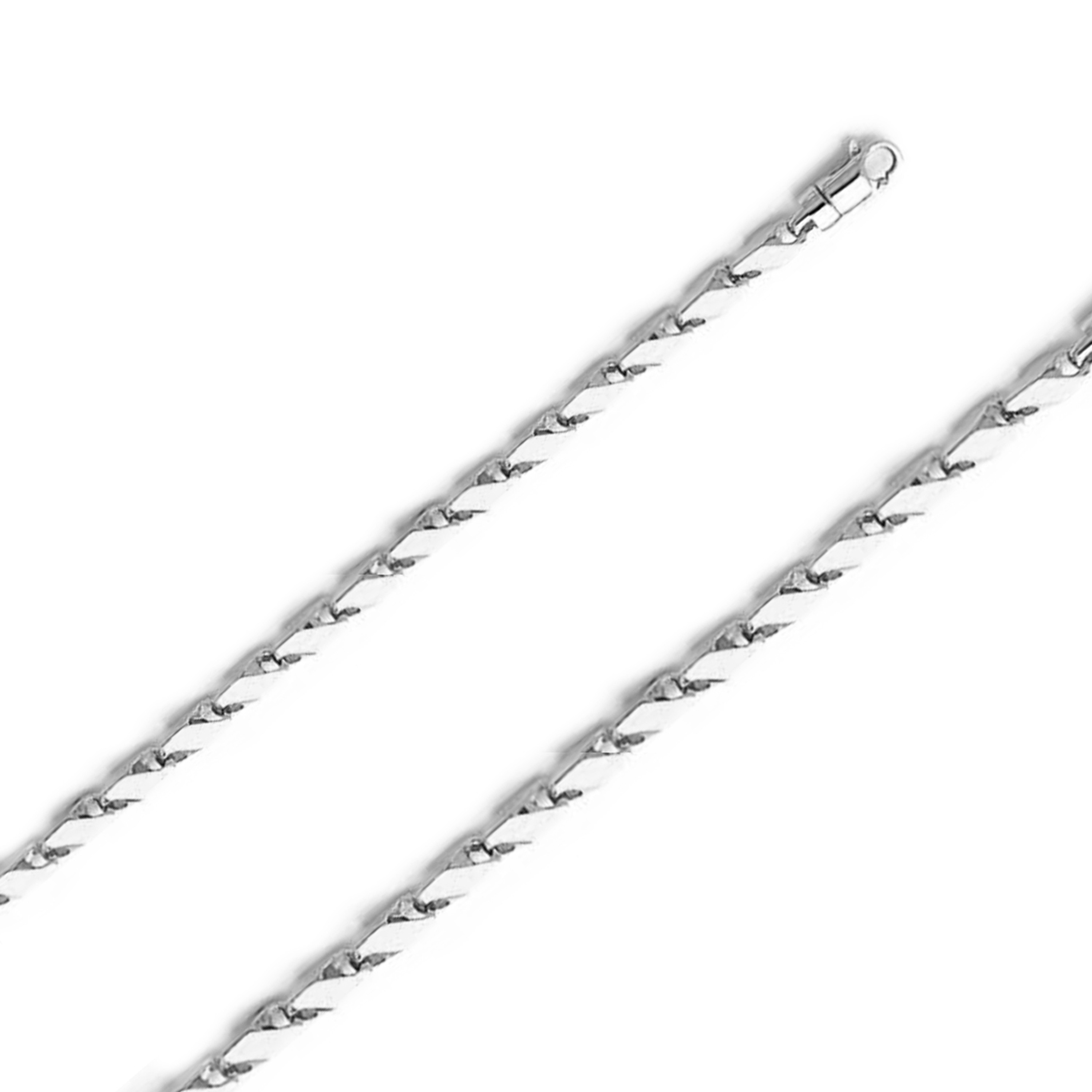 18k White Gold Fancy Hand Made Chain 4.3mm 9 Inches 18k White Gold Fancy Hand Made Chain 4.3mm 9 Inches