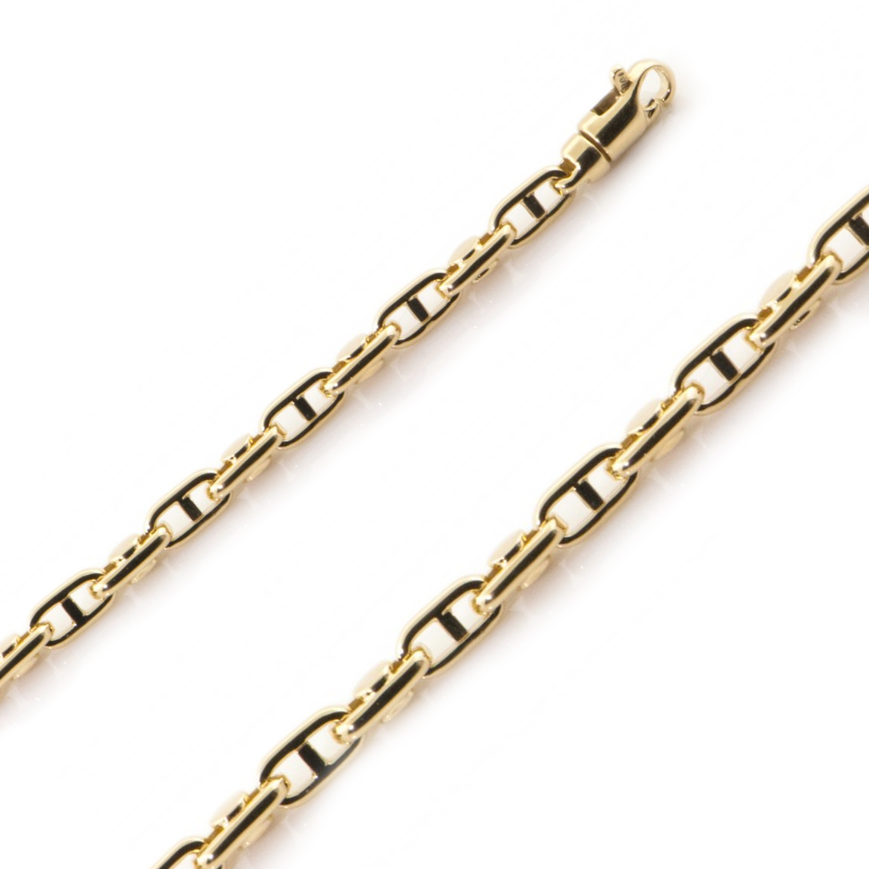 18K Yellow Gold 4.1mm Modern Hand Made Chain 7 Inches 18K Yellow Gold 4.1mm Modern Hand Made Chain 7 Inches