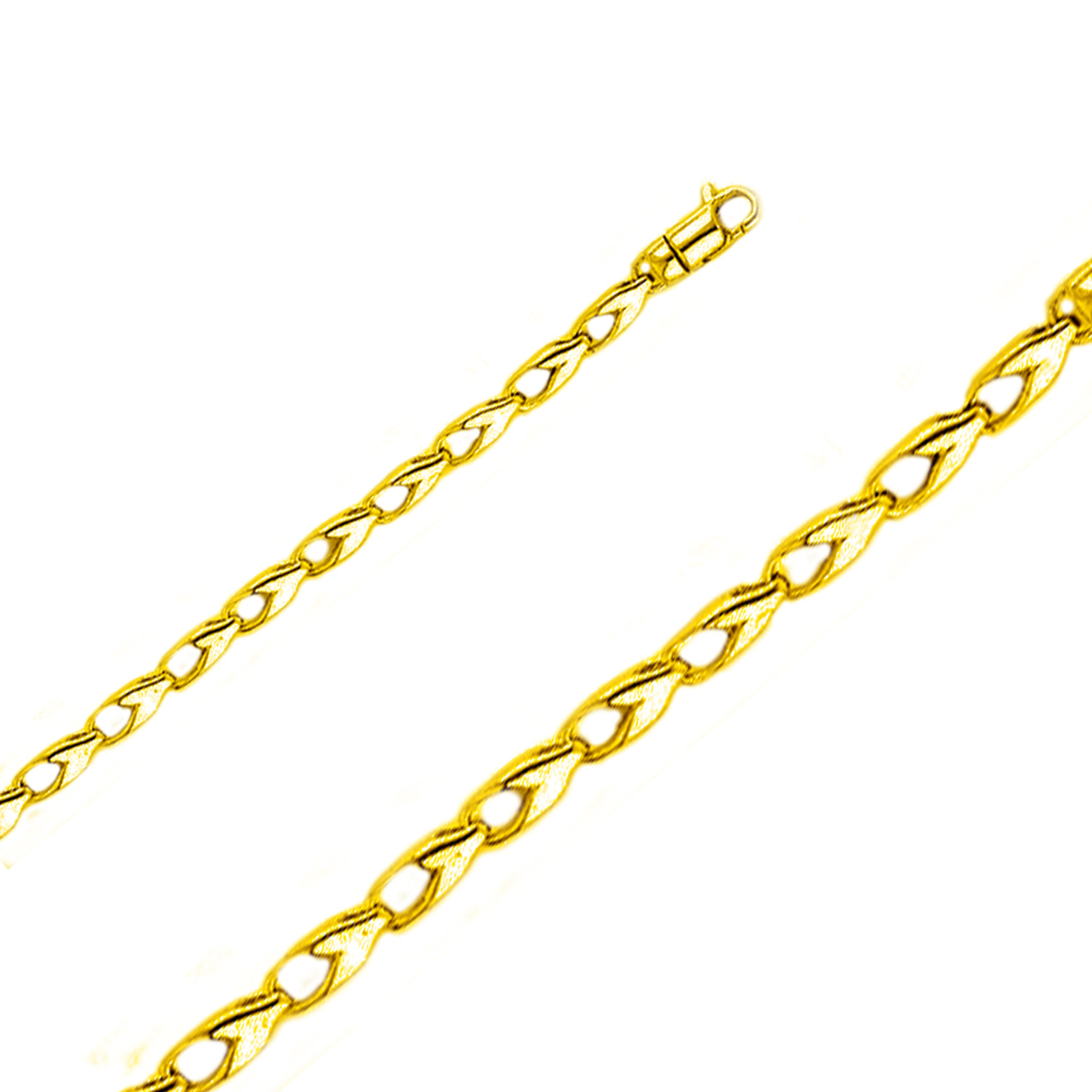 18k Gold 3.4mm Fancy Hand Made Chain 8 Inches 18k Gold 3.4mm Fancy Hand Made Chain 8 Inches