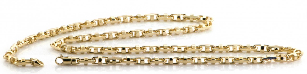 18k Gold Modern Hand Made Chain 5.2mm 8 Inches