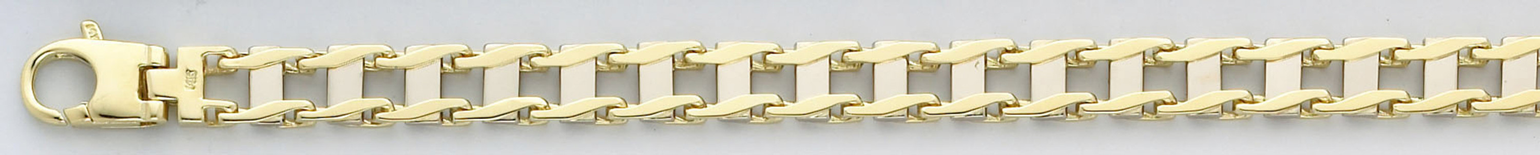 18K Yellow and White Gold Handmade Railroad Chain 8.6mm 20 Inches 18K Yellow and White Gold Handmade Railroad Chain 8.6mm 20 Inches