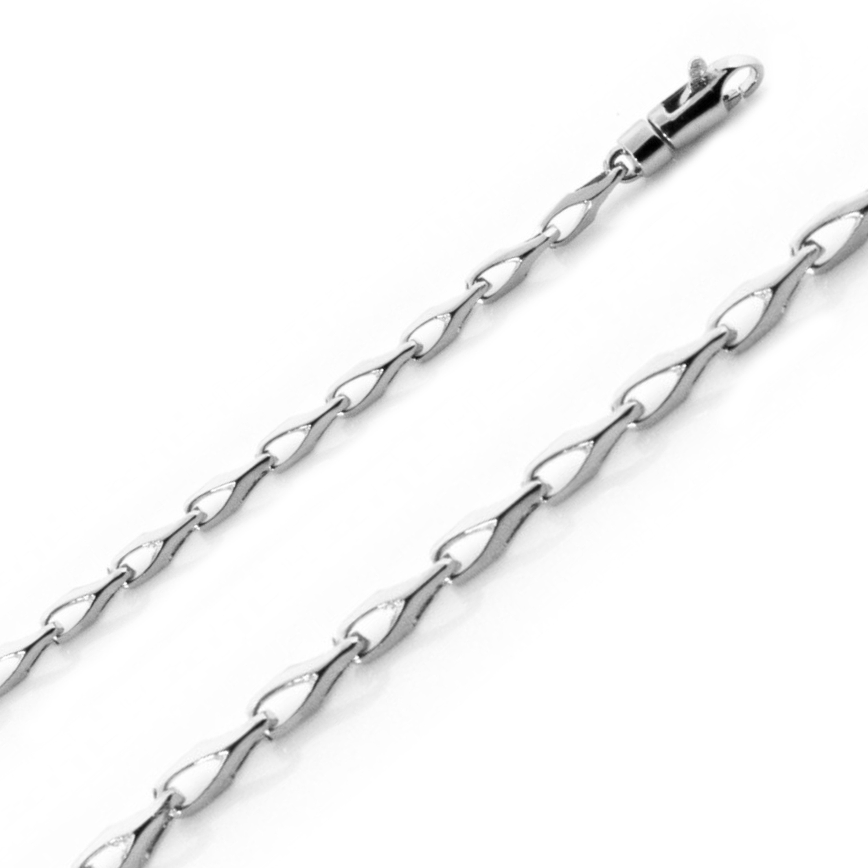 14k White Gold 2.6mm Fancy Hand Made Chain 8 Inches 14k White Gold 2.6mm Fancy Hand Made Chain 8 Inches