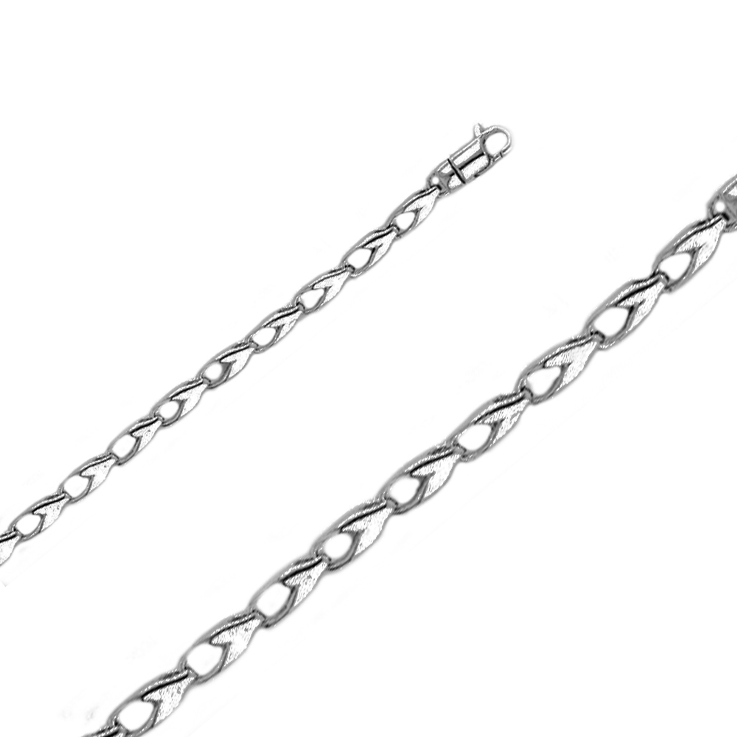 14k White Gold 3.4mm Fancy Hand Made Chain 9 Inches 14k White Gold 3.4mm Fancy Hand Made Chain 9 Inches