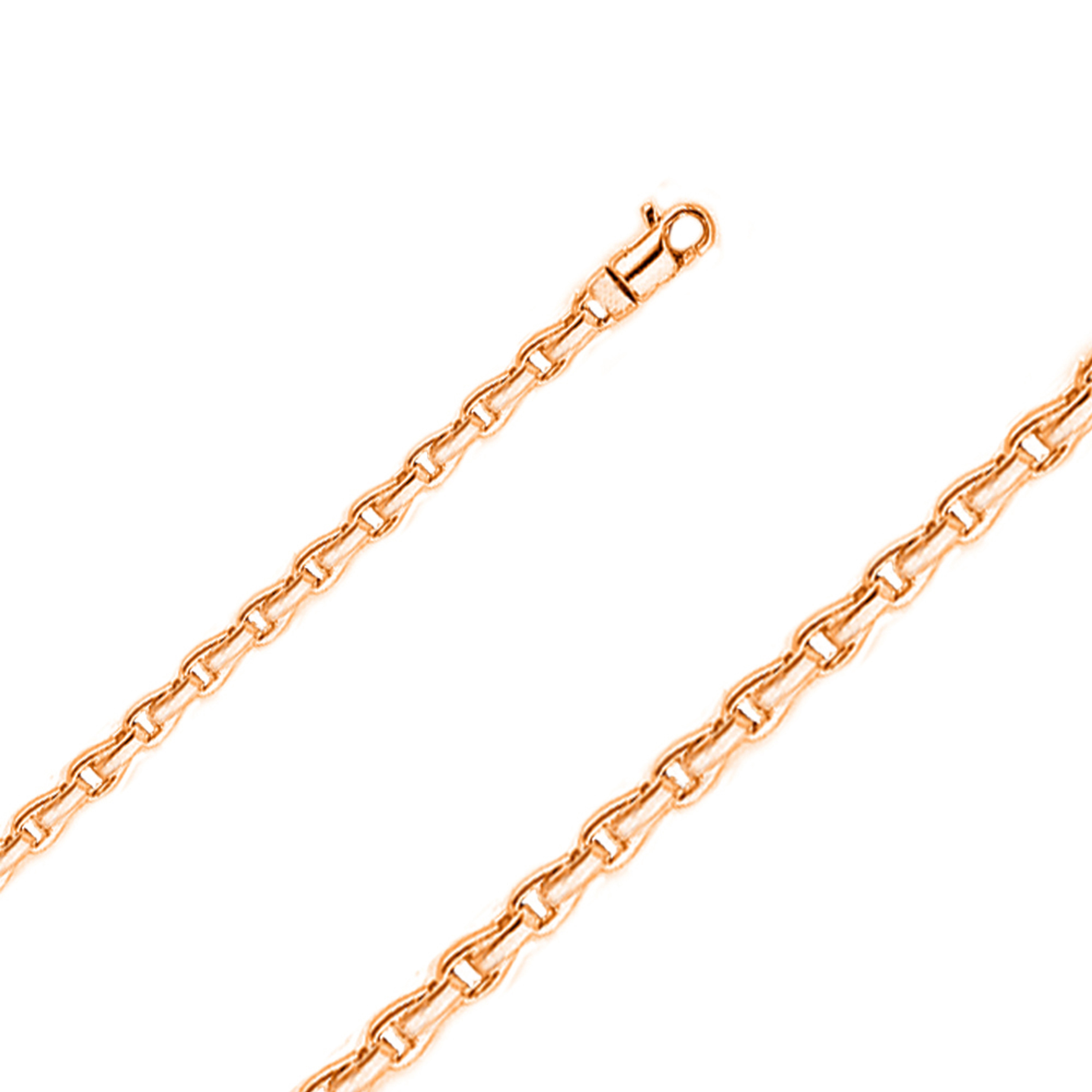 14k Rose Gold 3.6mm Fancy Hand Made Chain 8 Inches 14k Rose Gold 3.6mm Fancy Hand Made Chain 8 Inches