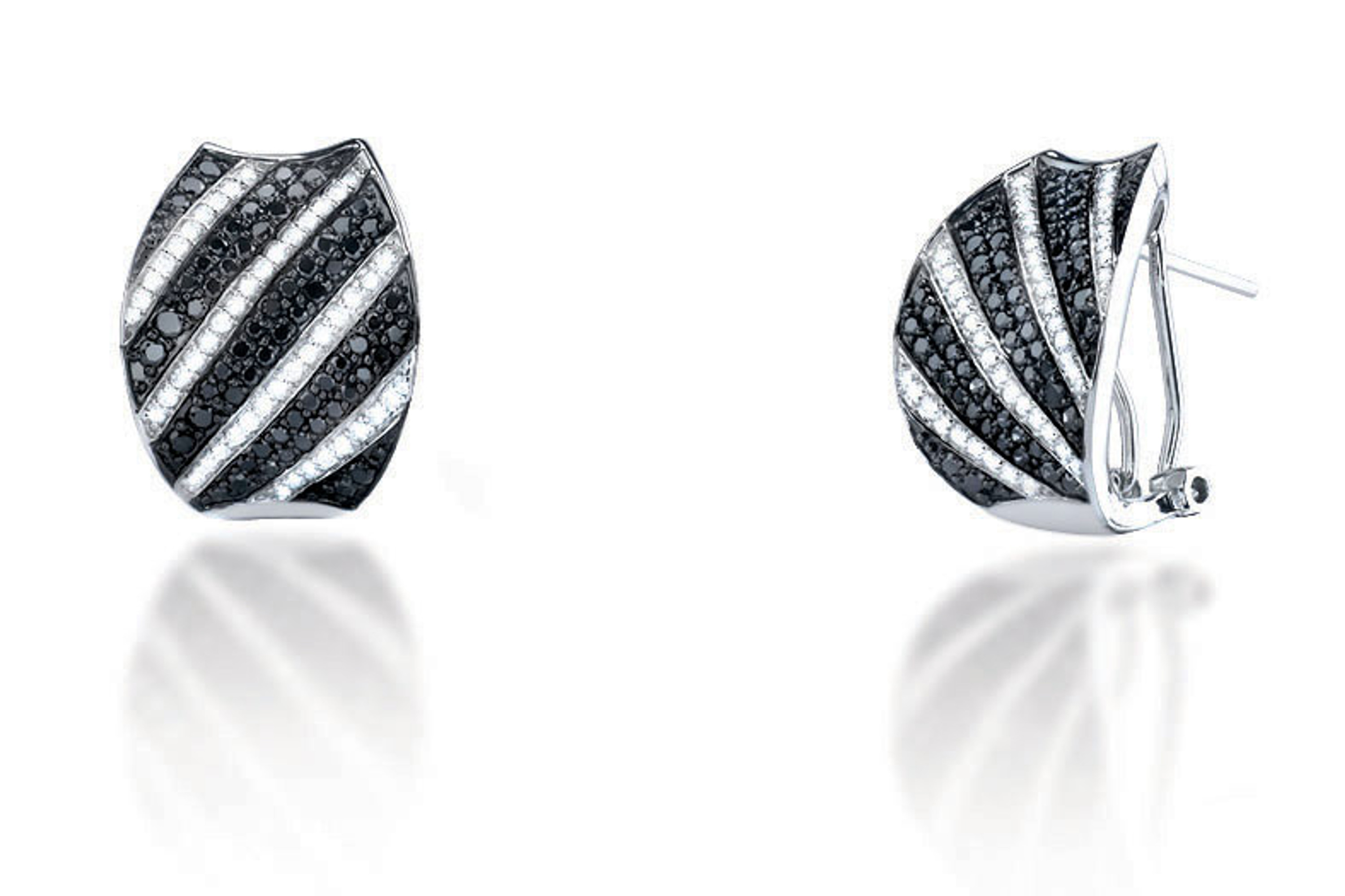 Black Diamond Earrings On 14k White Gold. Black Diamond Earrings On 14k White Gold.