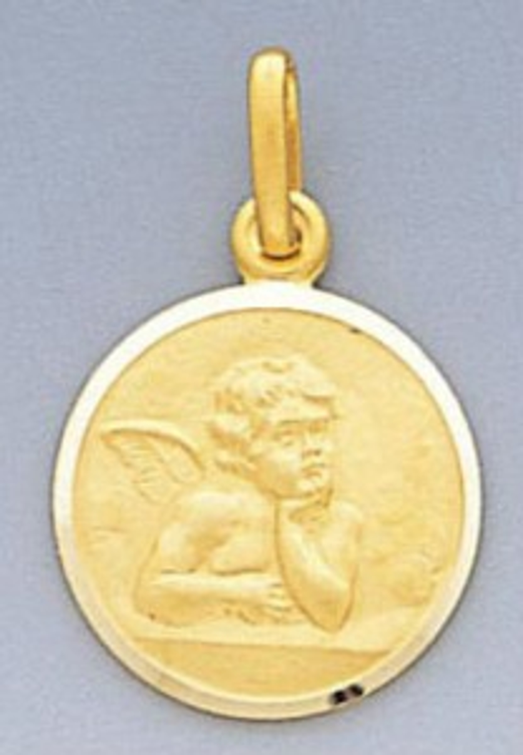 14k Gold 21mm Italian Round Angel Pendant 14k Gold 21mm Italian Round Angel Pendant