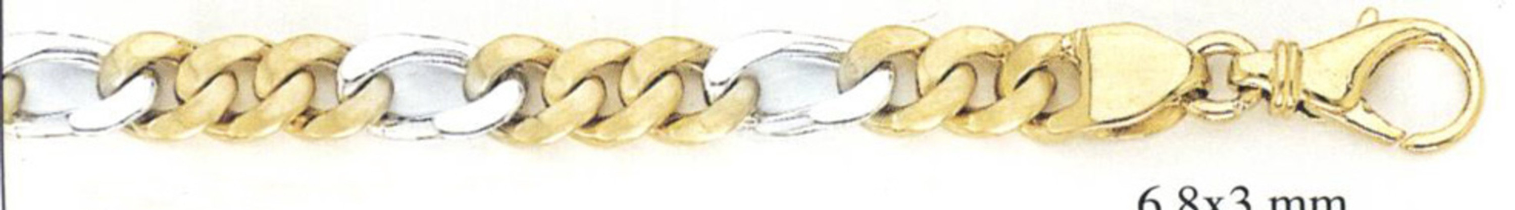 14k Two Tone Hand Made Gold Bracelet 6.8mm Wide 8" 14k Two Tone Hand Made Gold Bracelet 6.8mm Wide 8"