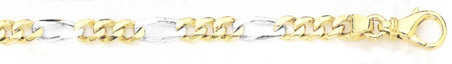 18k Two Tone Hand Made Gold Bracelet 5.5mm Wide 8"