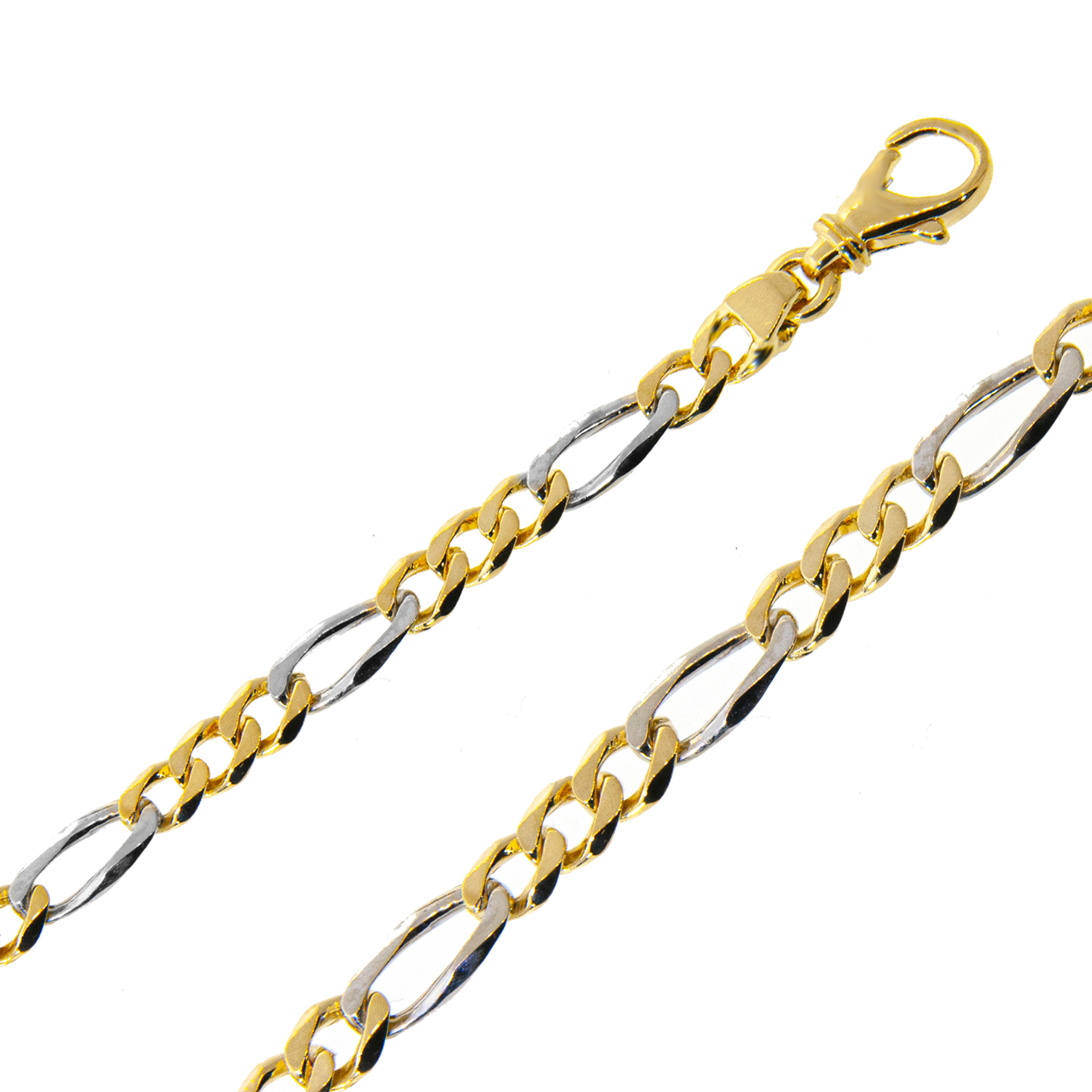 18k Two Tone Gold Handmade Figaro Chain 5.6mm Wide 24 Inches 18k Two Tone Gold Handmade Figaro Chain 5.6mm Wide 24 Inches
