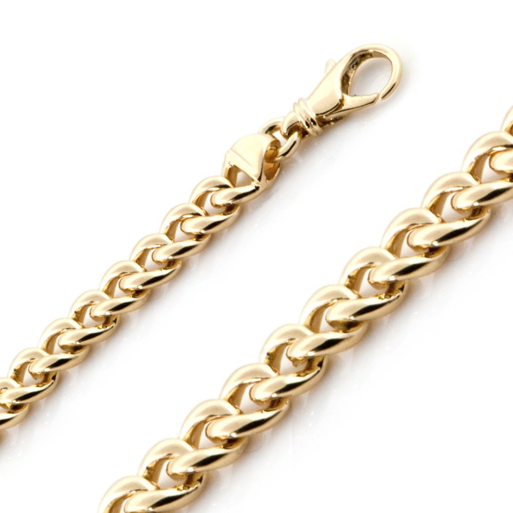 18k Gold Handmade Cuban Link Bracelet 7.4mm Wide 9 Inches
