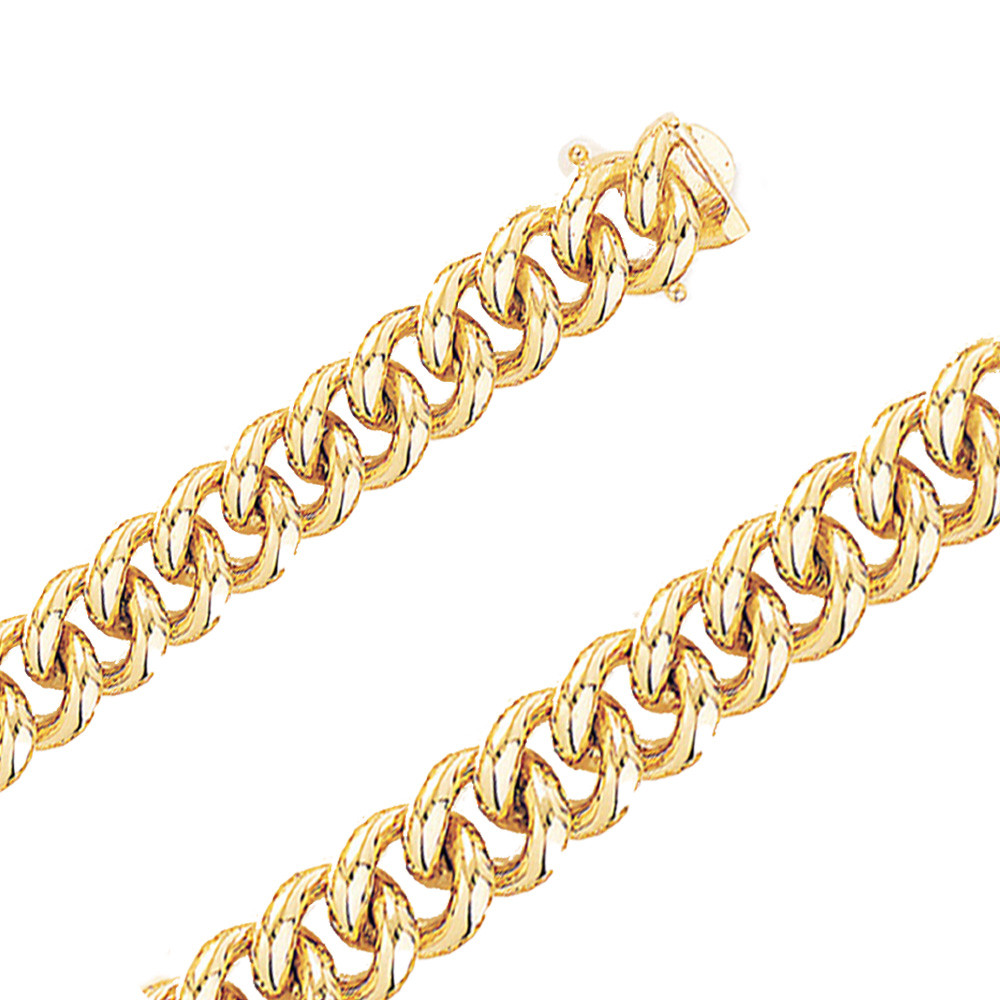 18k Gold Handmade Cuban Link Bracelet 12mm Wide 7 Inches