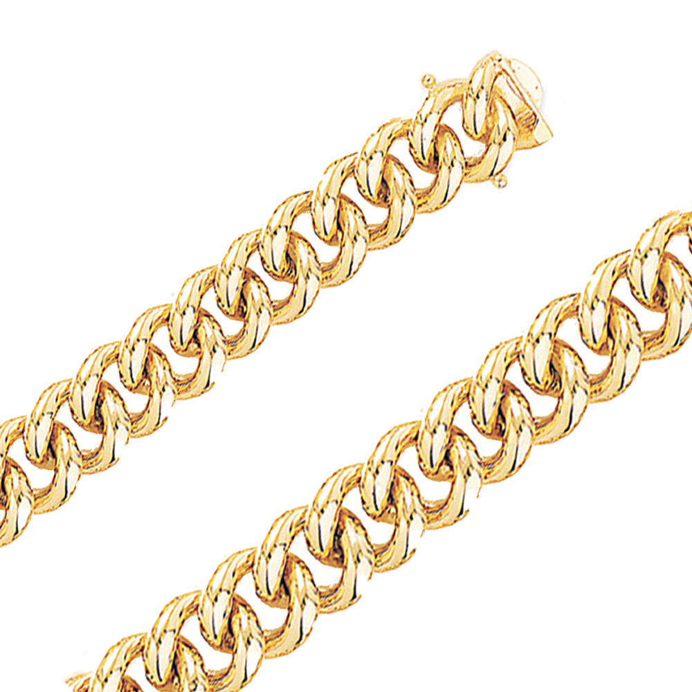 18k Gold Handmade Cuban Link Bracelet 13mm Wide 9 Inches