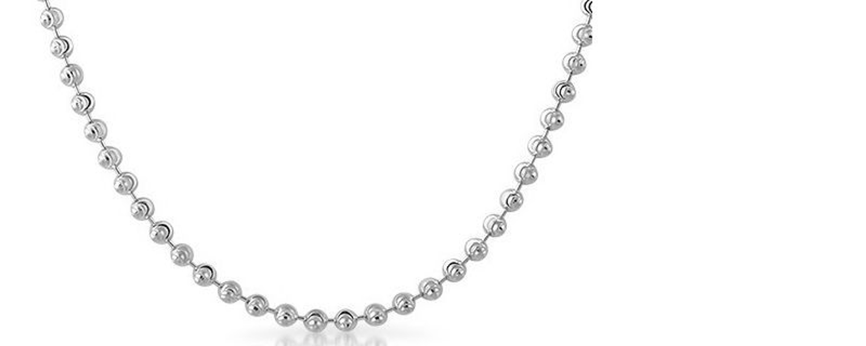 18k White Gold "Nickel Free" 2.0mm Faceted Ball Chain18" 18k White Gold "Nickel Free" 2.0mm Faceted Ball Chain18"