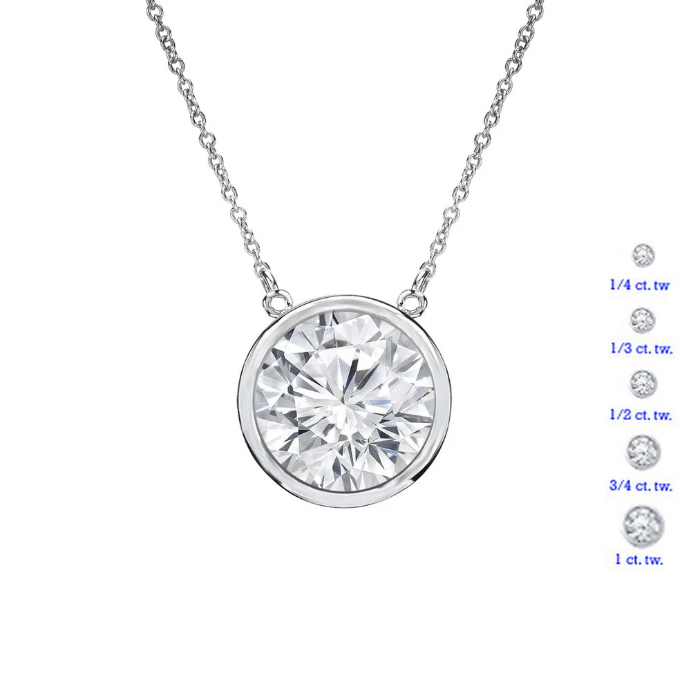 14 White Gold  1/4 Carat Round Diamond Bezel-set Pendant