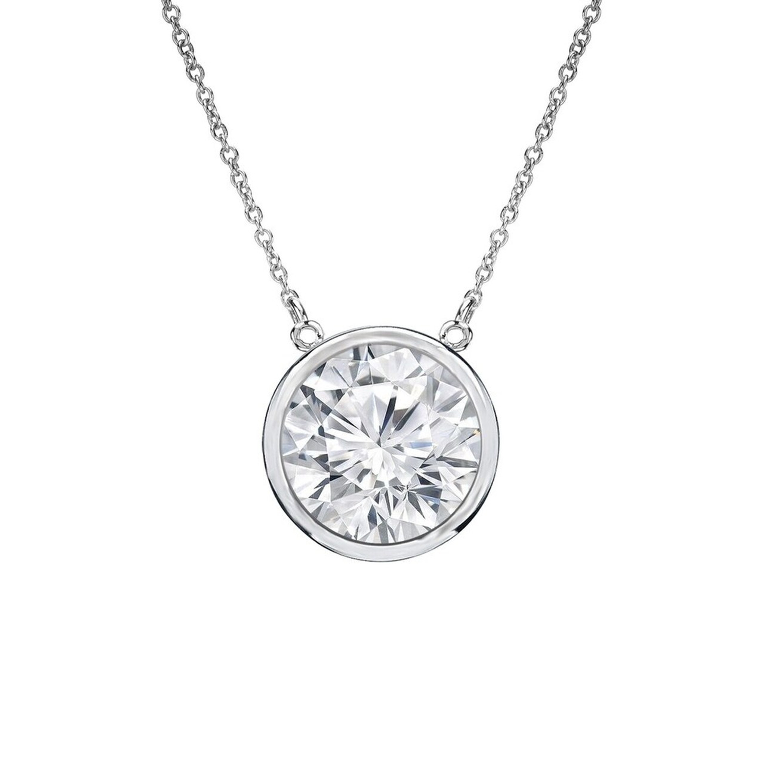 14 White Gold 1/3 Carat Round Diamond Bezel-set Pendant 14 White Gold 1/3 Carat Round Diamond Bezel-set Pendant