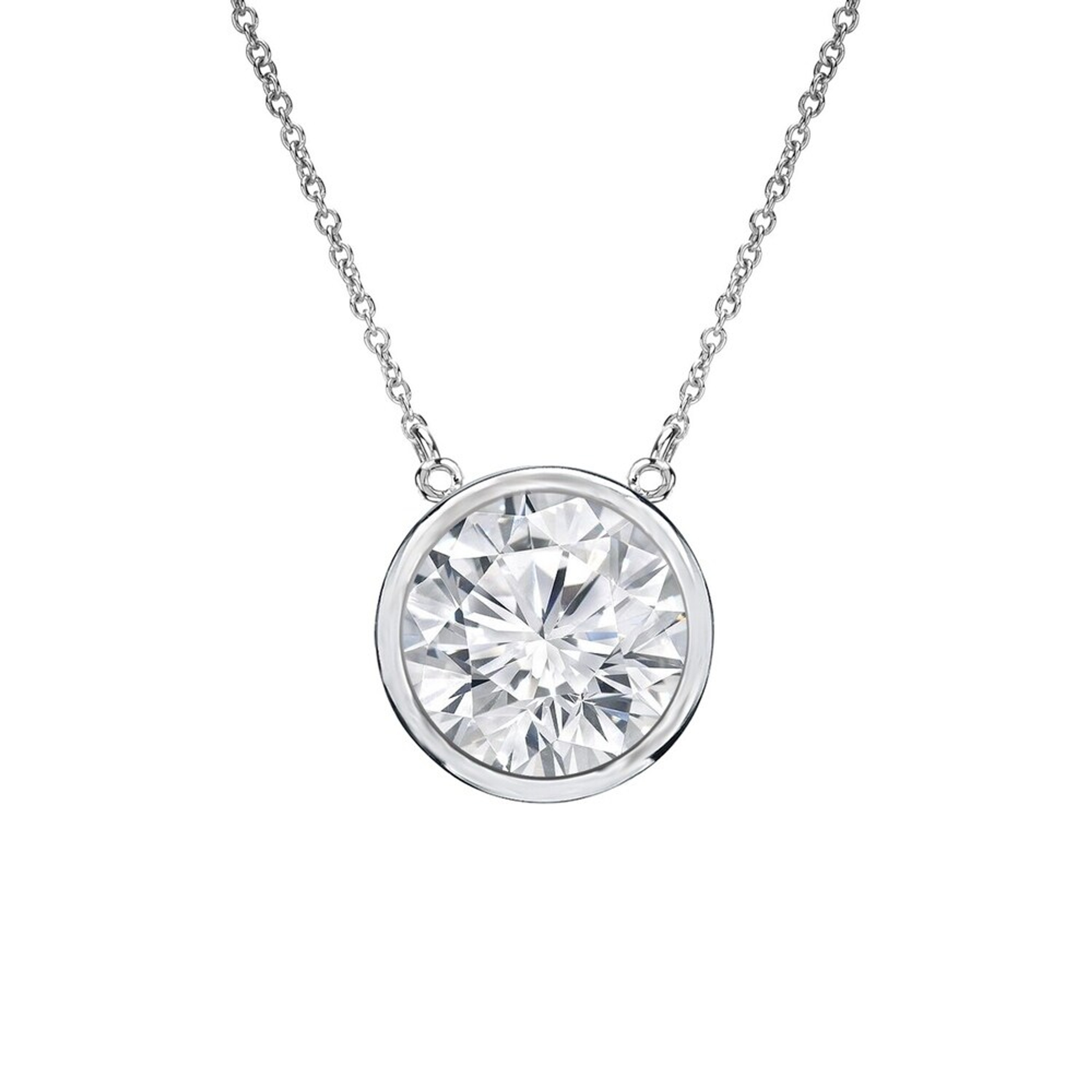 14 White Gold 1/2 Carat Round Diamond Bezel-set Pendant 14 White Gold 1/2 Carat Round Diamond Bezel-set Pendant