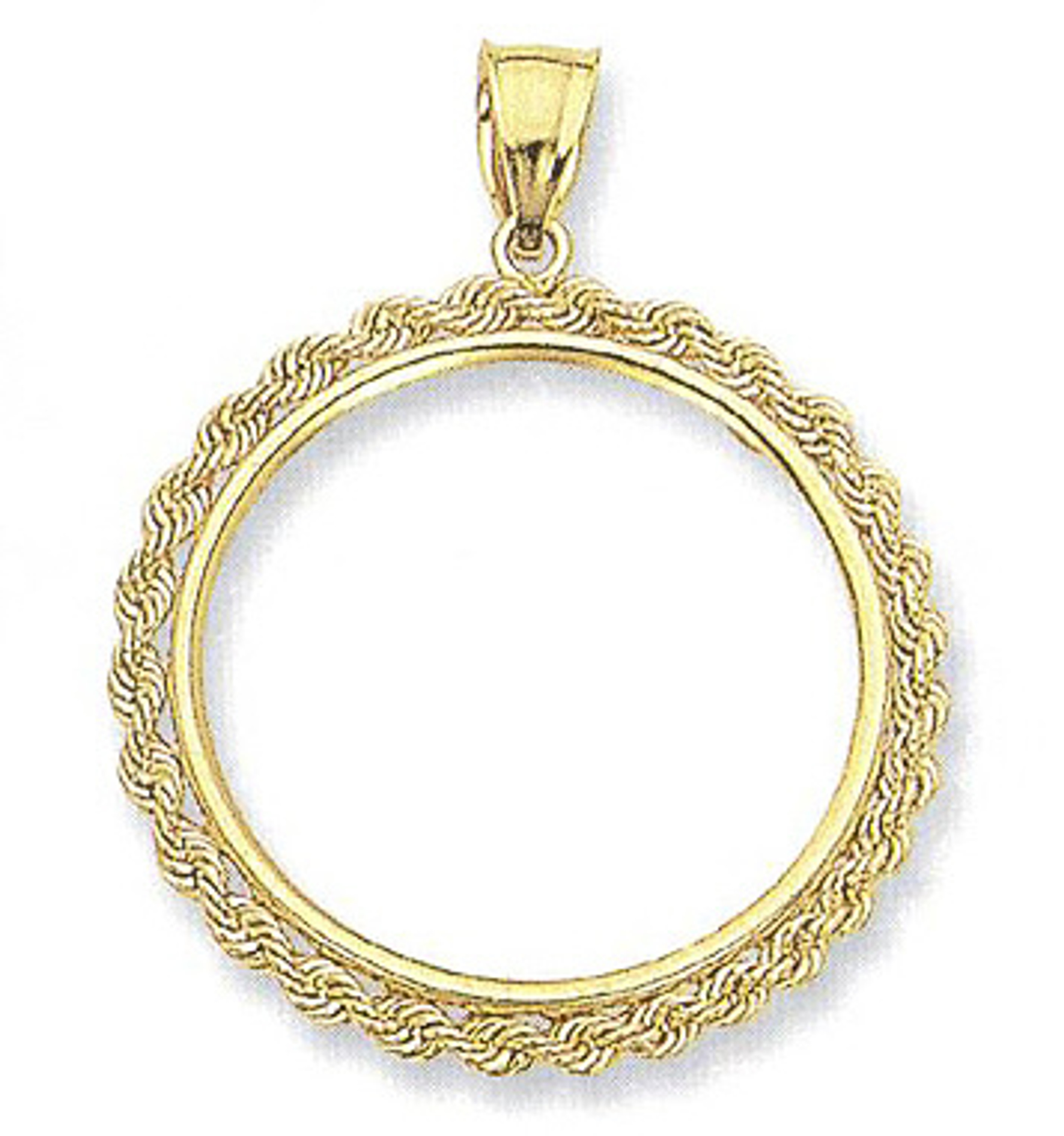 14K Yellow Gold 20 Peso Coin Rope 4 Prong Bezel 14K Yellow Gold 20 Peso Coin Rope 4 Prong Bezel