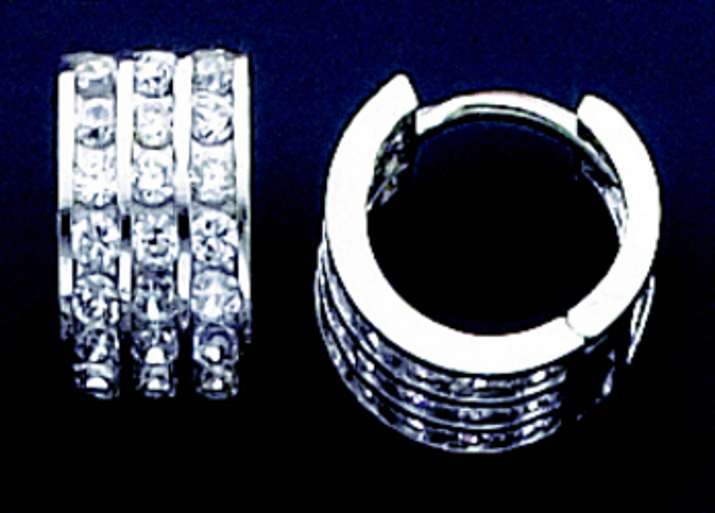 14k White Gold  7mm by 12.81mm Huggie Earring With Cubic Zirconia 14k White Gold  7mm by 12.81mm Huggie Earring With Cubic Zirconia