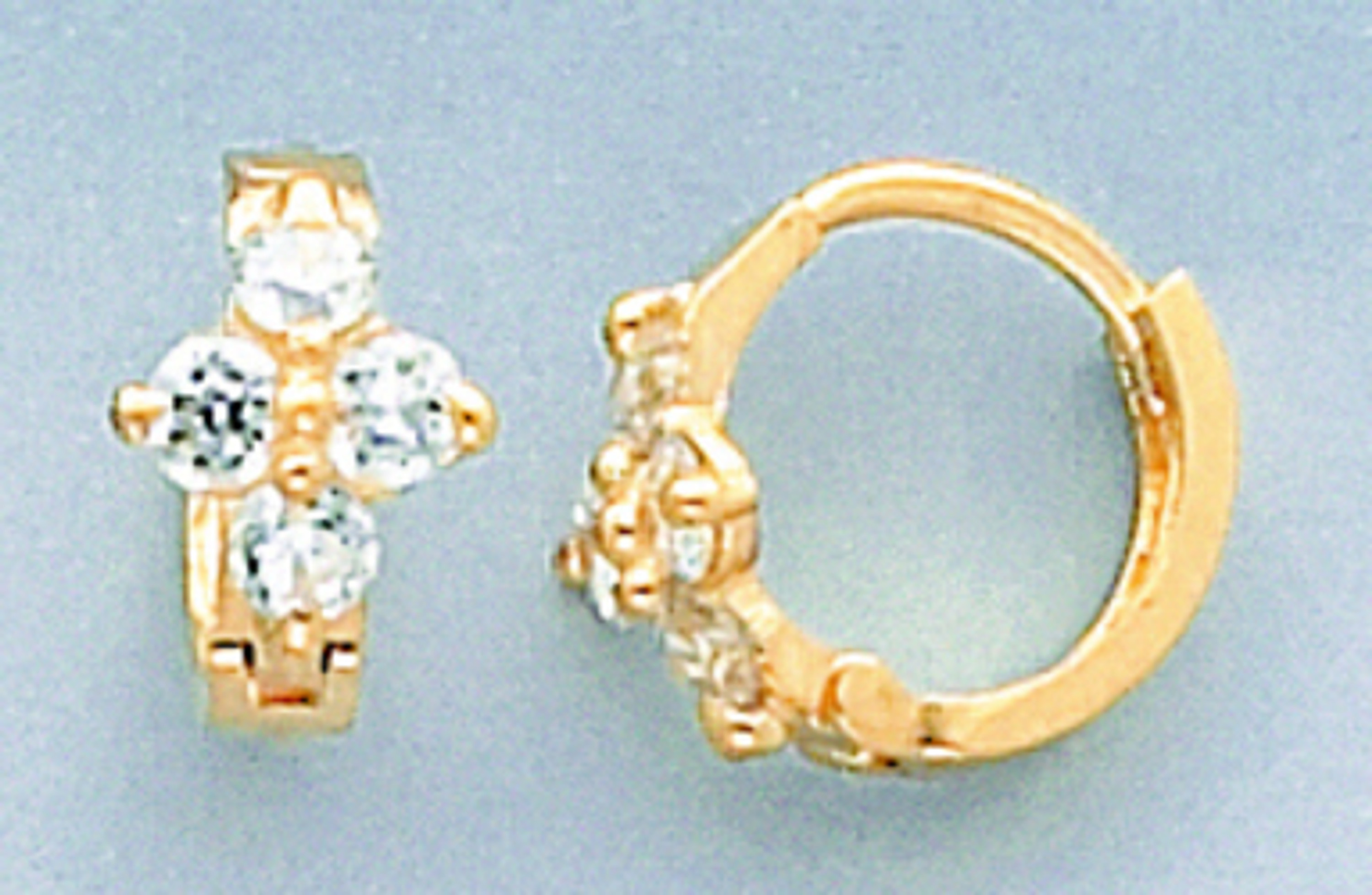14k Gold 6.9mm Wide Huggie Earring With Cubic Zirconia 14k Gold 6.9mm Wide Huggie Earring With Cubic Zirconia