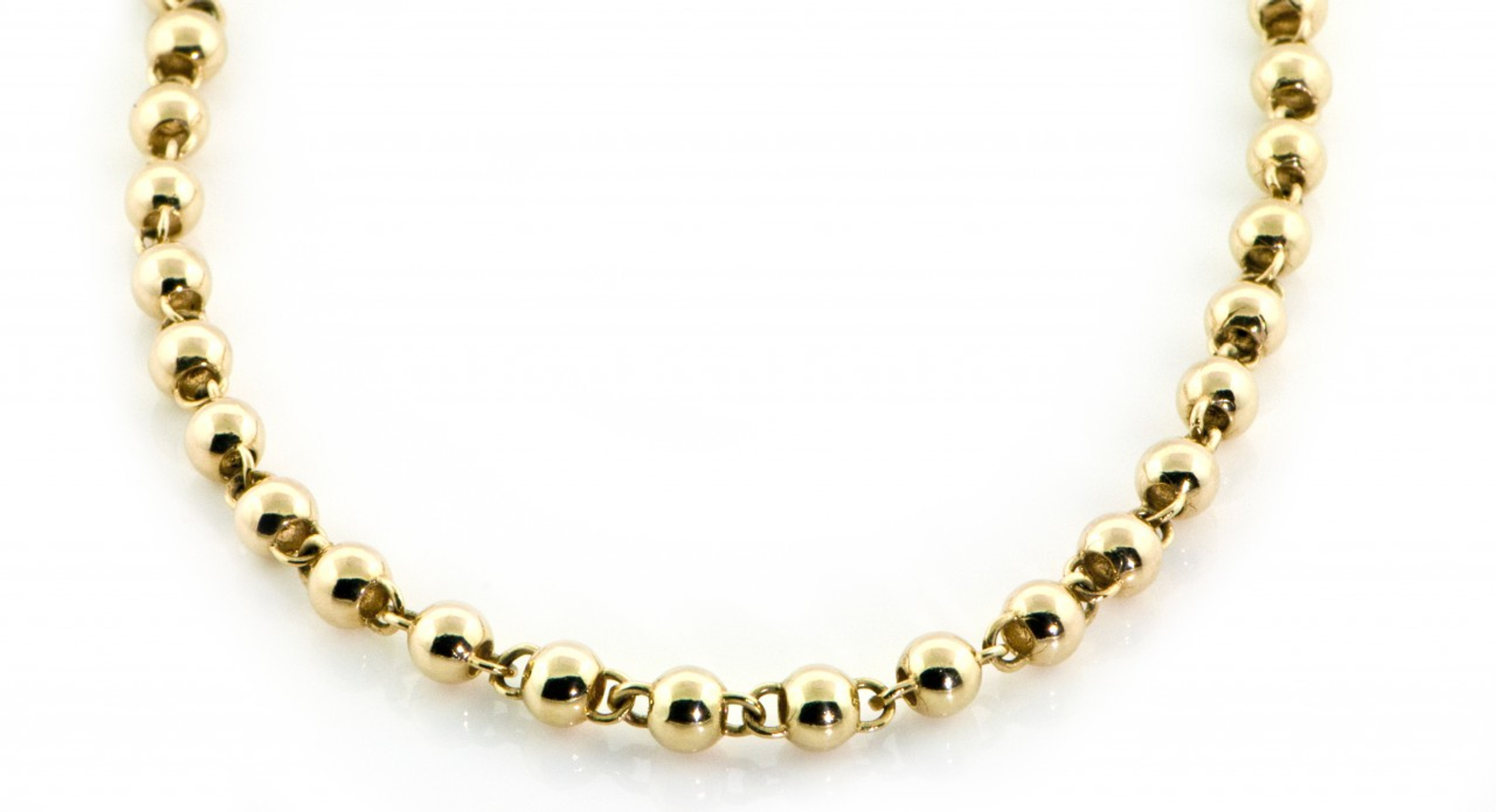 14k Yellow Gold Hand Made Beaded Chain 5mm 18 Inches 14k Yellow Gold Hand Made Beaded Chain 5mm 18 Inches